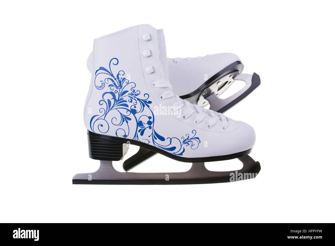 La figure des patins à glace isolé sur fond blanc Photo Stock - Alamy