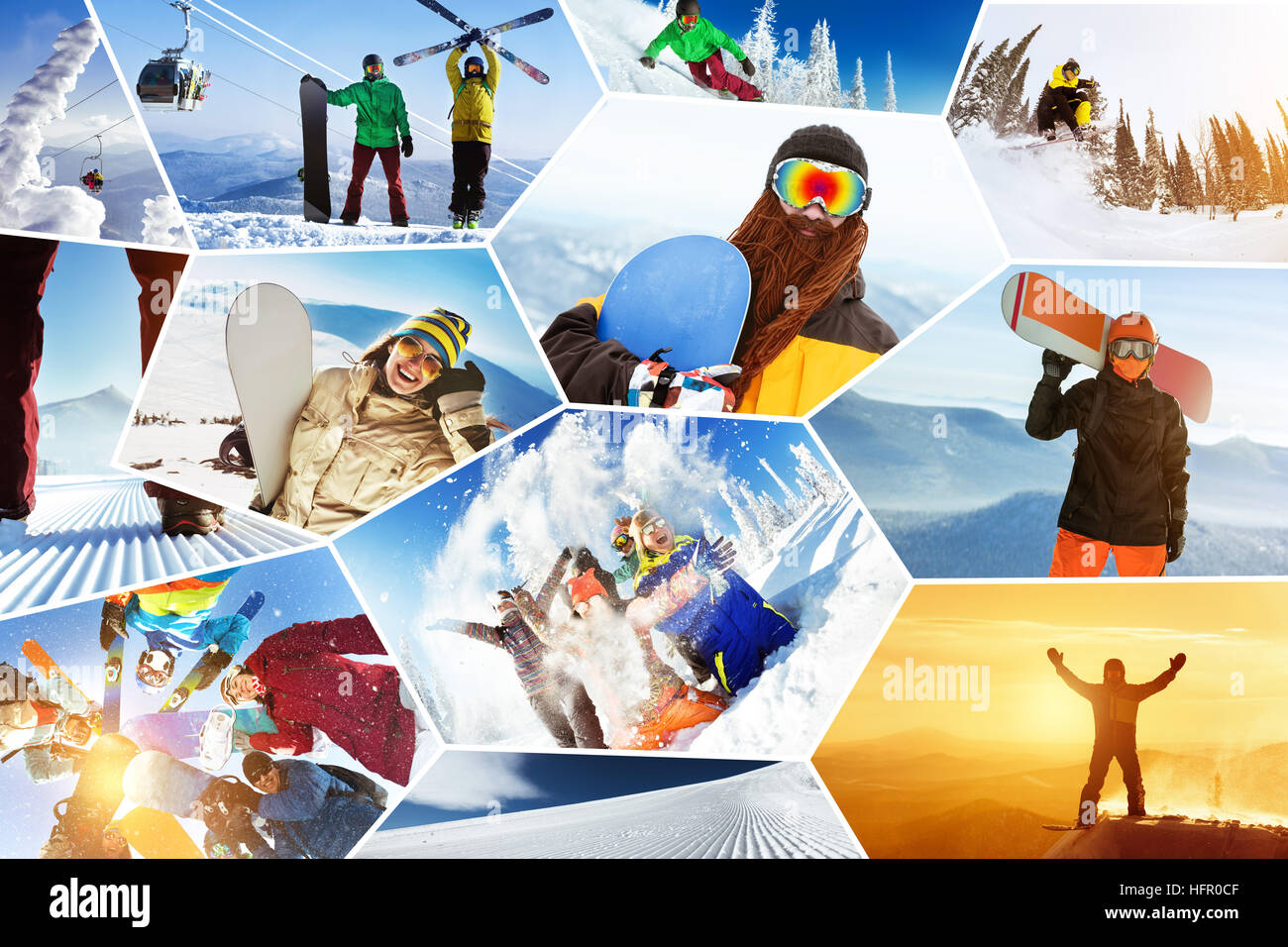 Sports d'hiver Photo snowboard ski collage Banque D'Images