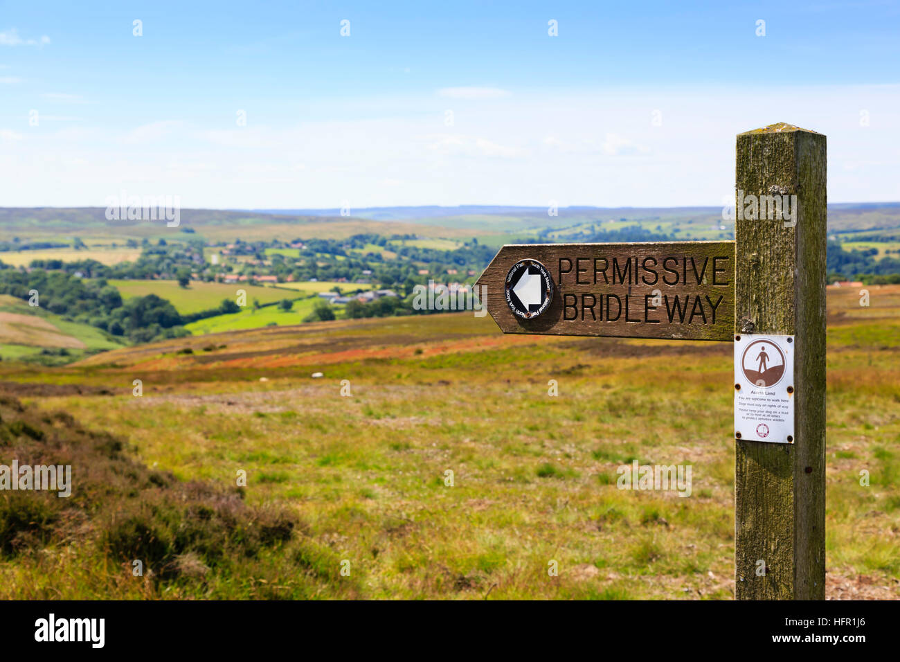 Bridleway signe, North Yorkshire Moors, England, UK Banque D'Images