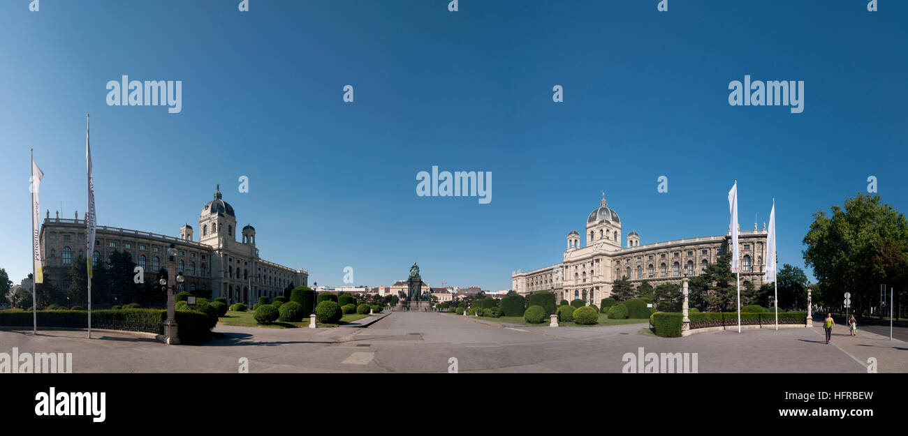 Wien, Vienne : Maria-Theresien-Platz avec art-musée historique, monument de Maria Theresia et musée d'histoire naturelle (de gauche à droite), Wien, Aust Banque D'Images