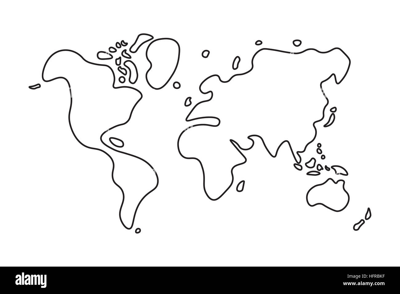 Doodle style world map . Banque D'Images