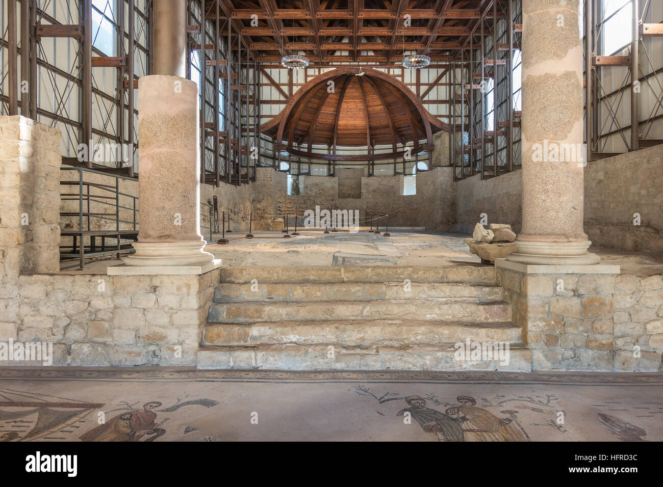 Villa Romana del Casale, Basilka et auditorium pour les publics, l'adoption de la grande chasse, la petite mosaïque de recherche Banque D'Images