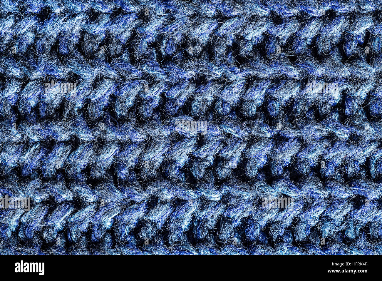 Laine à tricoter Bleu Fond Texture Close Up Banque D'Images