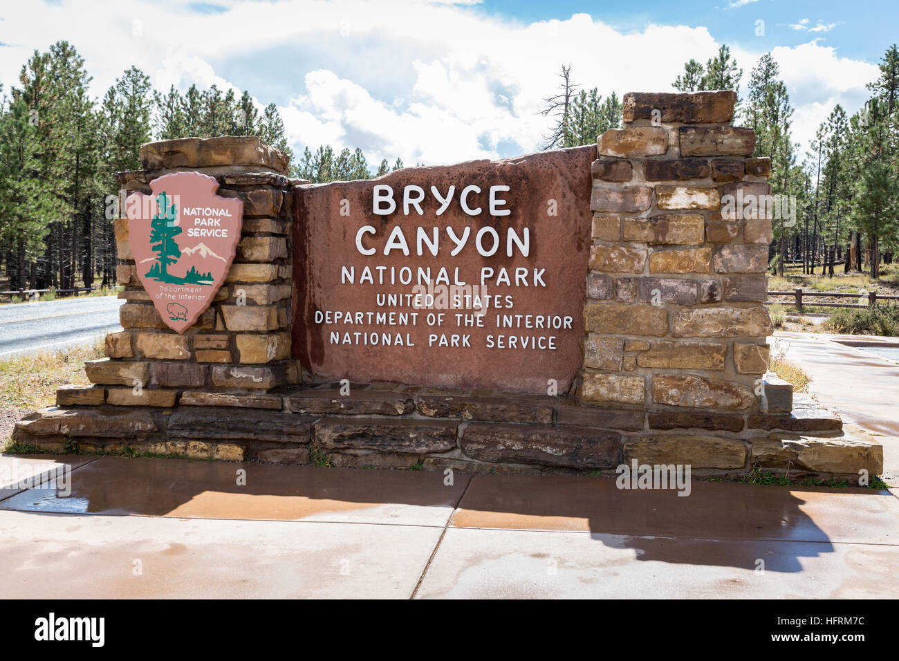 Inscrivez-vous à l'entrée du parc, le Parc National de Bryce Canyon, Utah, USA Banque D'Images