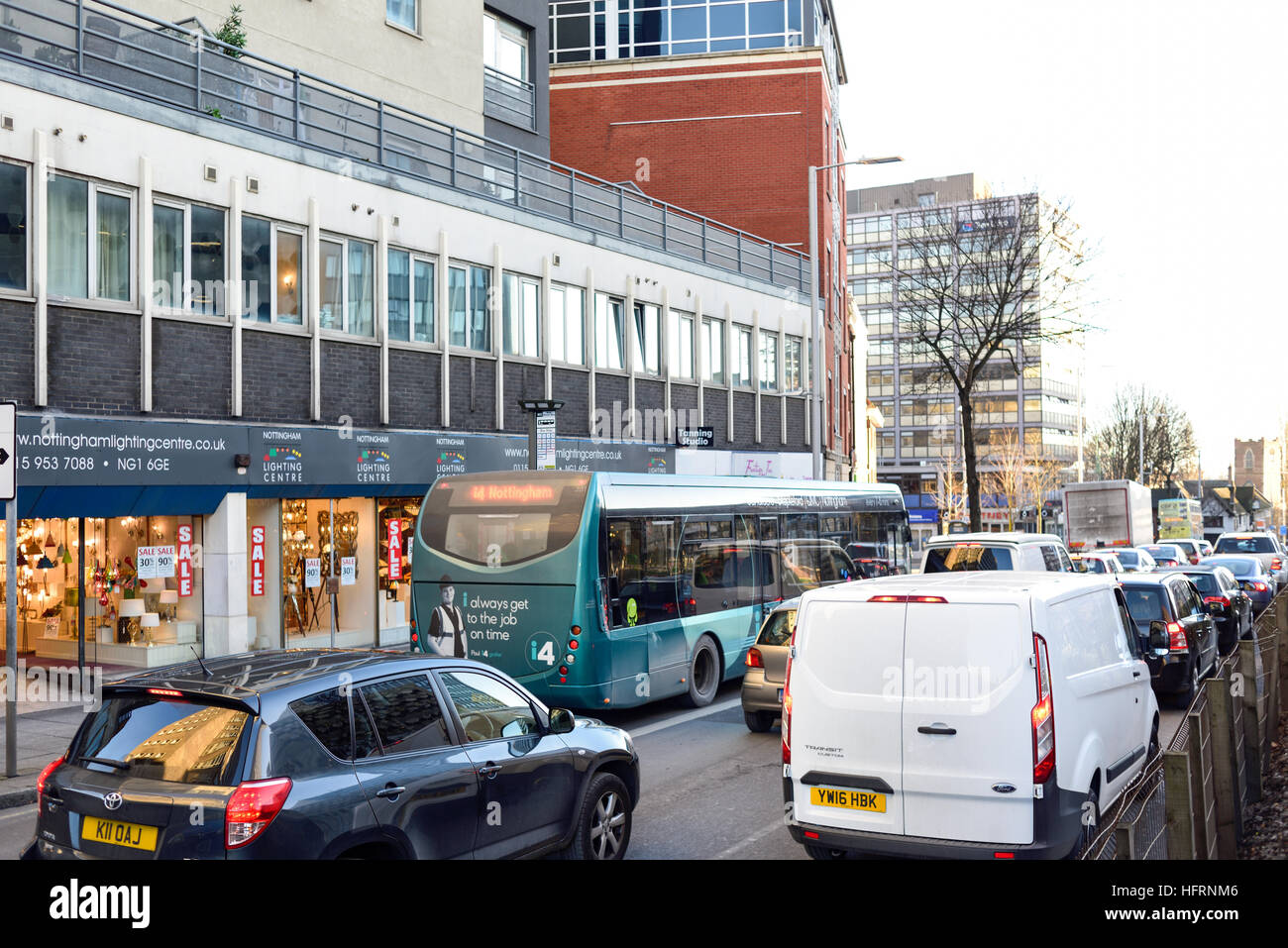 Embouteillage,Maid Marion chemin du centre-ville de Nottingham, Royaume-Uni. Banque D'Images
