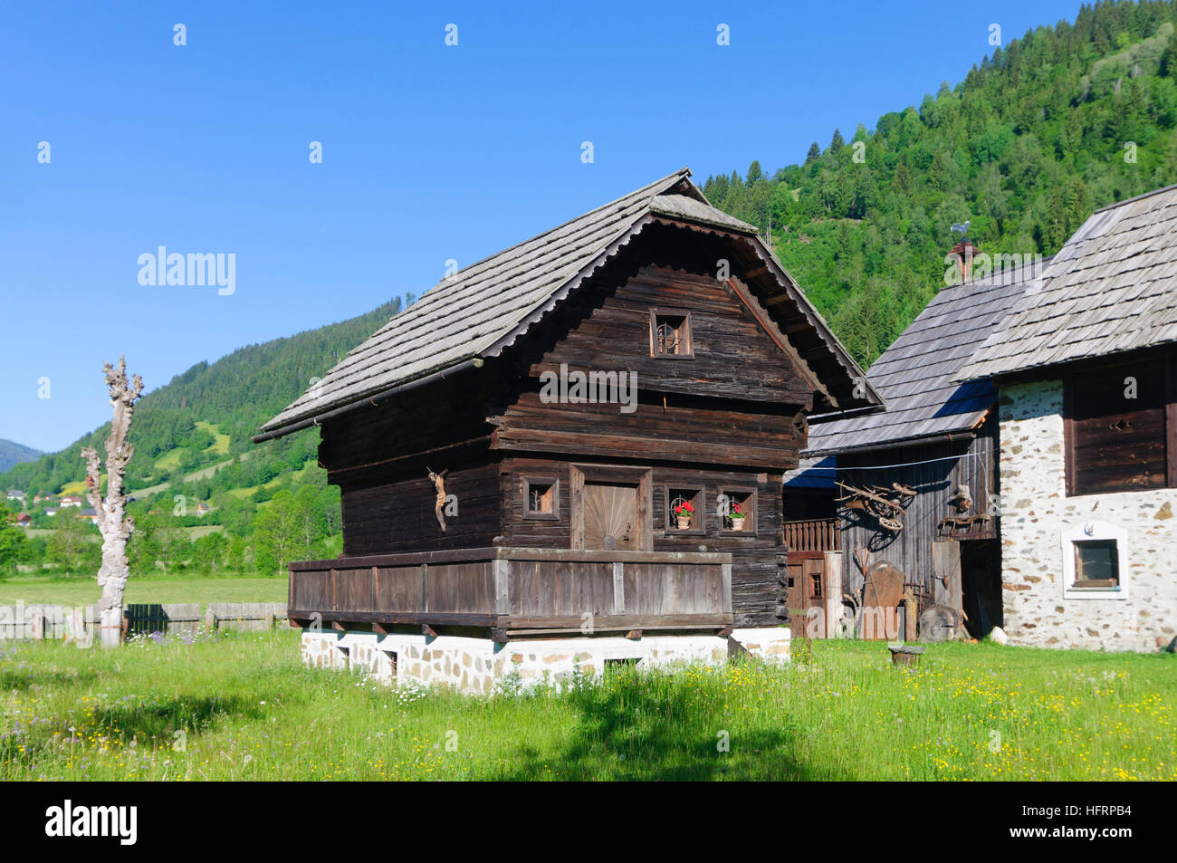 Maisons de ferme : Predlitz-Turrach à Mur Vallley, Murtal, Steiermark, Styrie, Autriche Banque D'Images