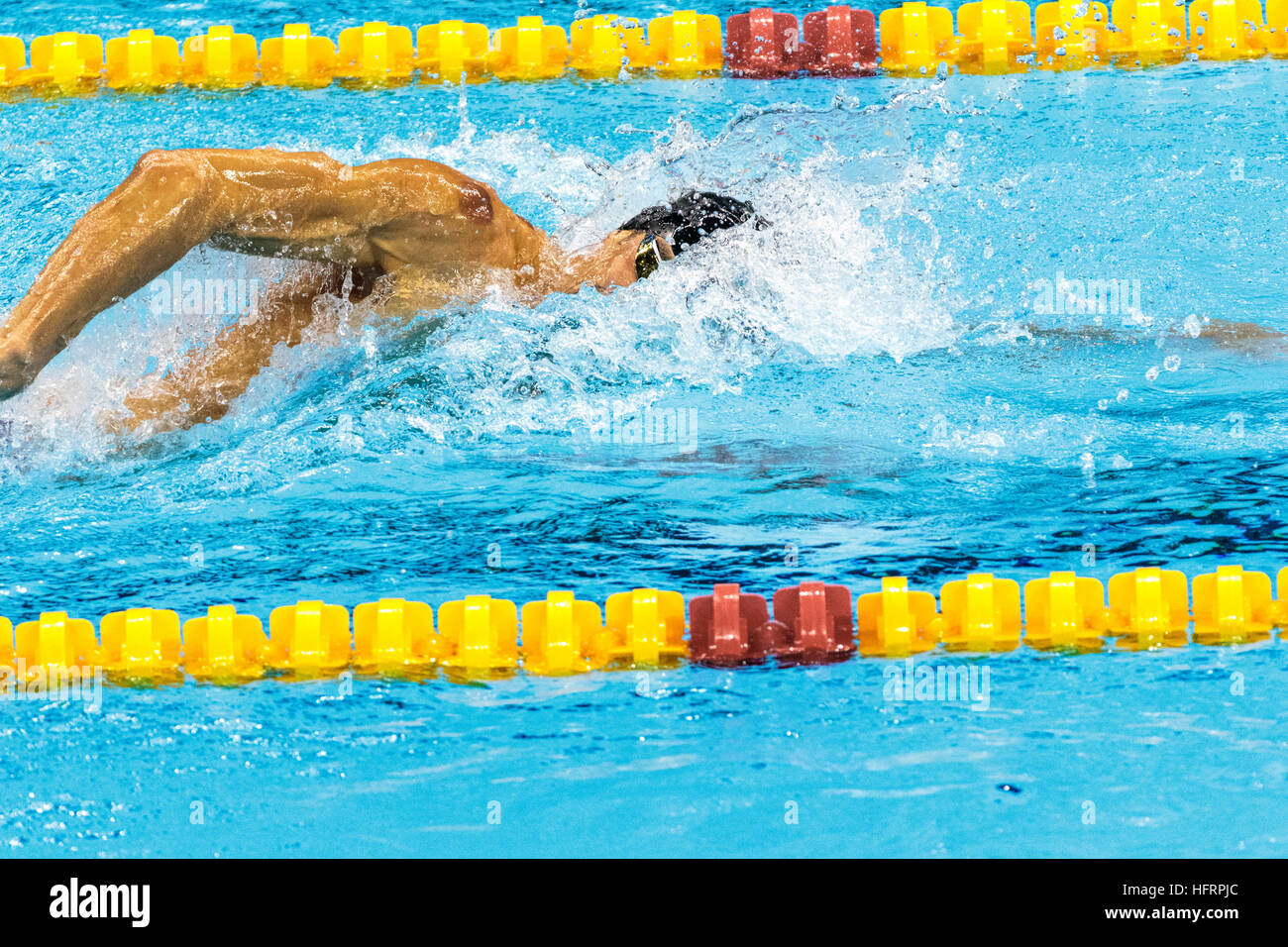 Rio de Janeiro, Brésil. 9 août 2016. Michael Phelps Team USA Gold Medals en compétition lors de la finale du 4x200m relais nage libre lors de la Banque D'Images