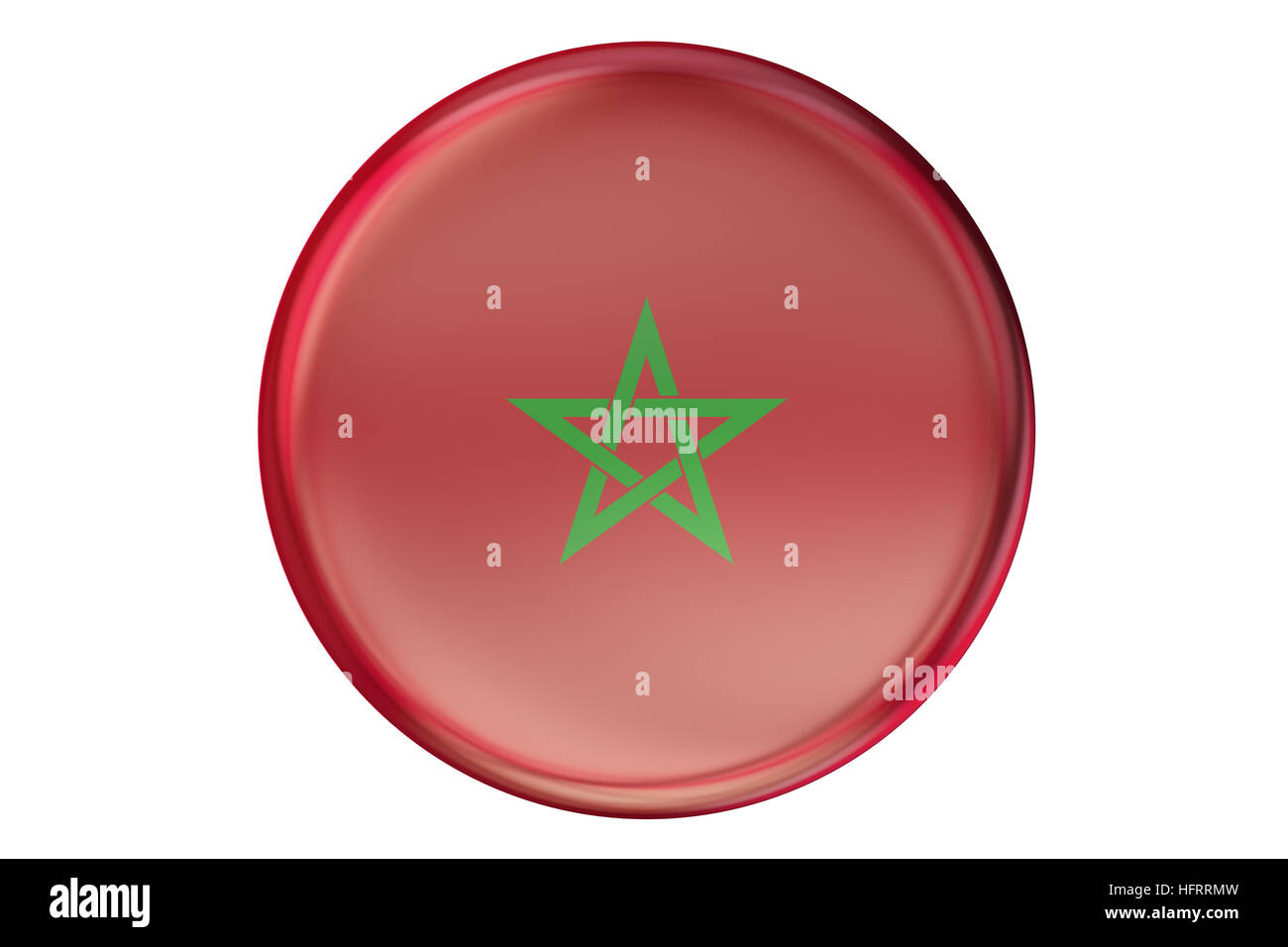 Badge avec le drapeau du Maroc, 3D Rendering isolé sur fond blanc Banque D'Images