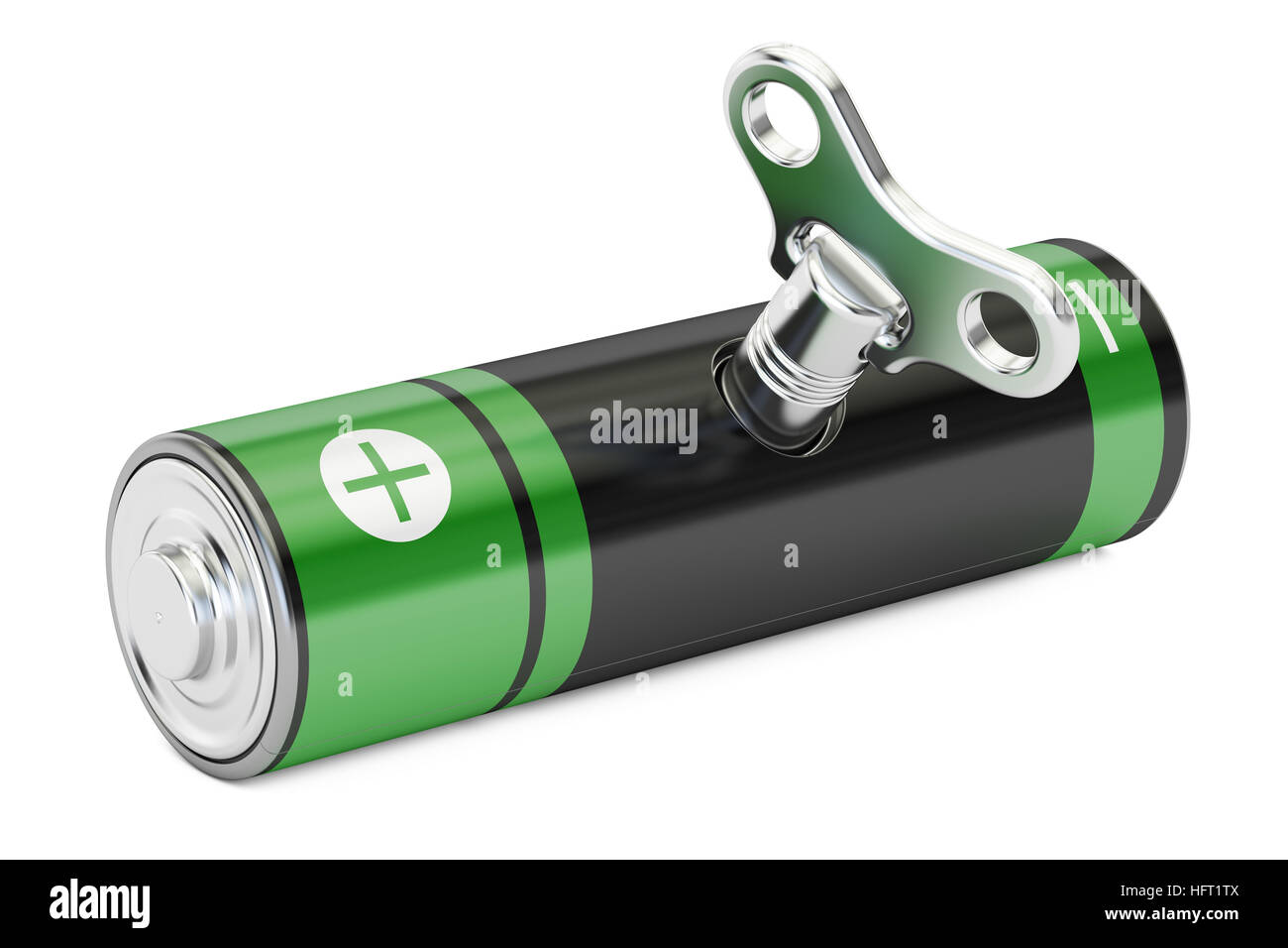 AA rechargeables avec vent, concept de l'accumulateur. Le rendu 3D isolé sur fond blanc Banque D'Images