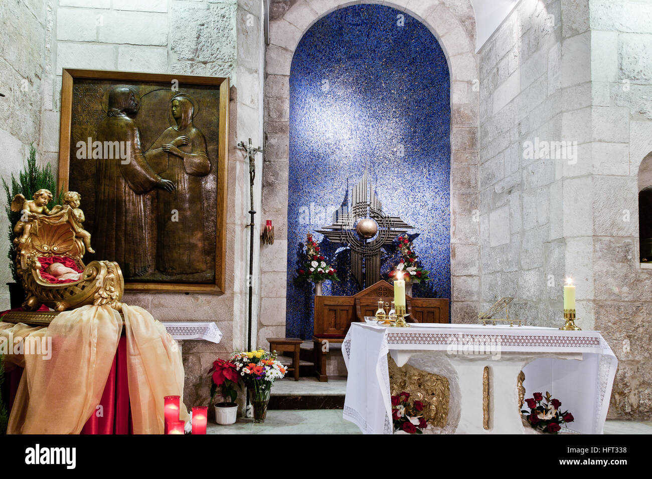 Une chapelle de l'Apparition, ou d'une chapelle de l'Amérique latine dans l'église du Saint-Sépulcre à Jérusalem. Chapelle dédiée à soldat romain qui Jésus transpercé wi Banque D'Images