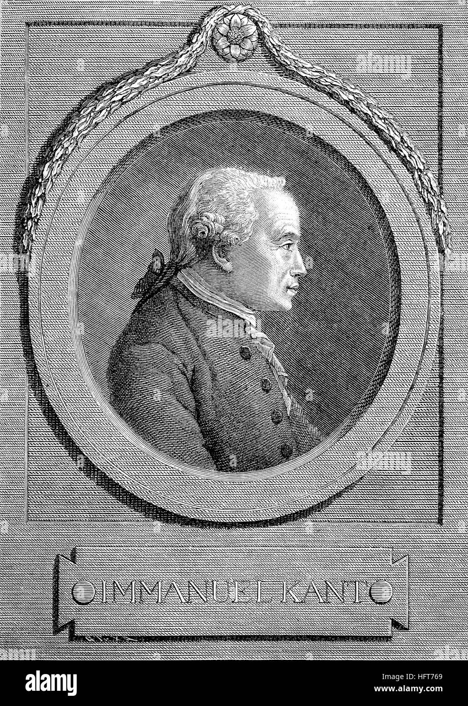 Emmanuel Kant, 1724-1804, était un philosophe allemand qui est considéré comme la figure centrale de la philosophie moderne, gravure sur bois de l'année 1885, l'amélioration numérique Banque D'Images