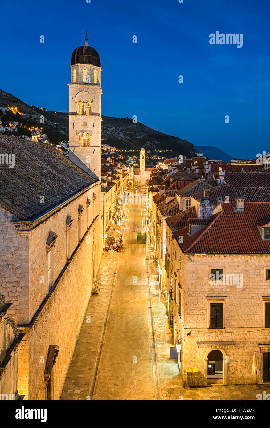 Vieille ville de Dubrovnik, Croatie, la nuit Banque D'Images