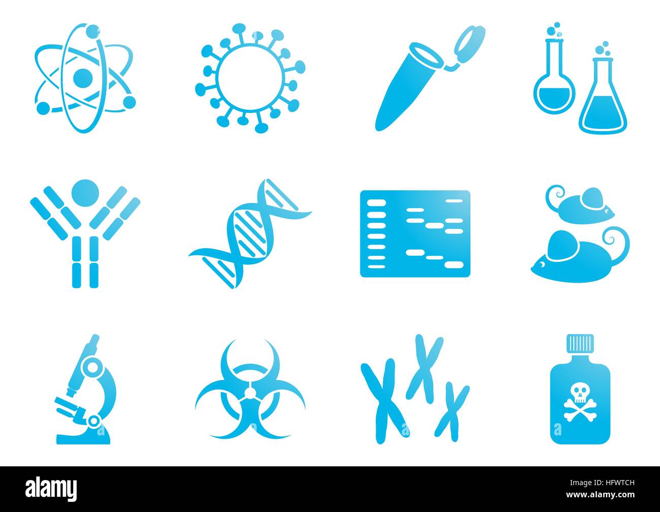 Les icônes de la science de la biologie Illustration de Vecteur