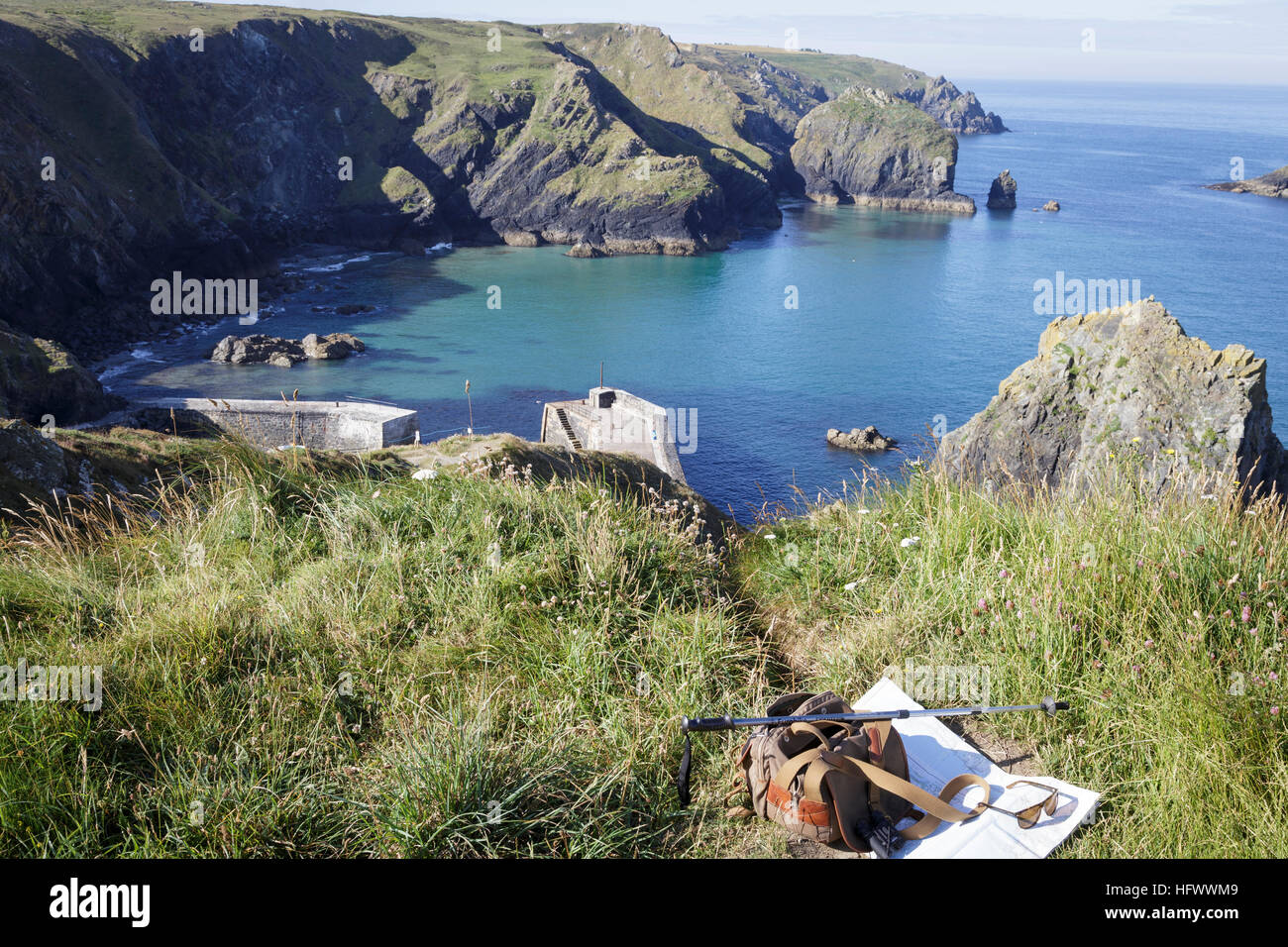 Pignon de marche à meneau Cove, le lézard, Cornwall Banque D'Images