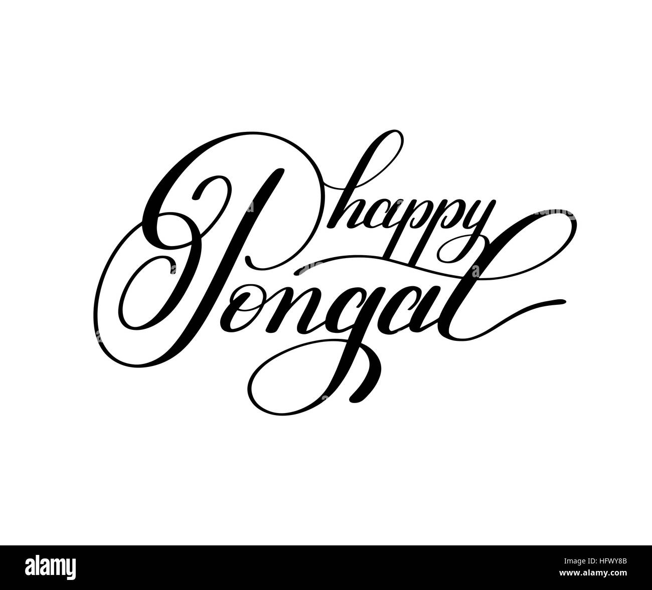 Happy pongal lettrage d'encre manuscrite à l'occasion d'inscription Illustration de Vecteur