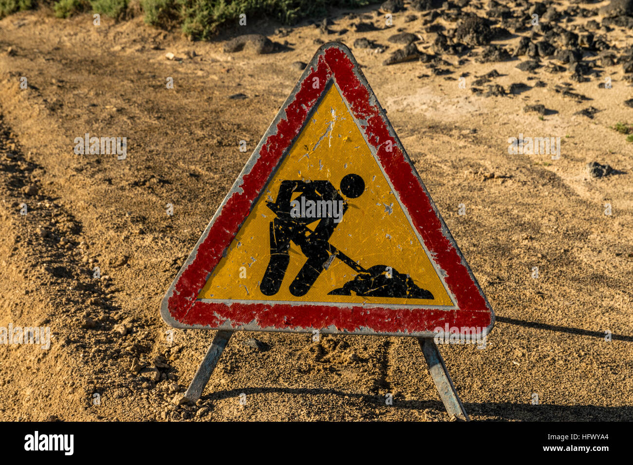 En construction sign Banque D'Images