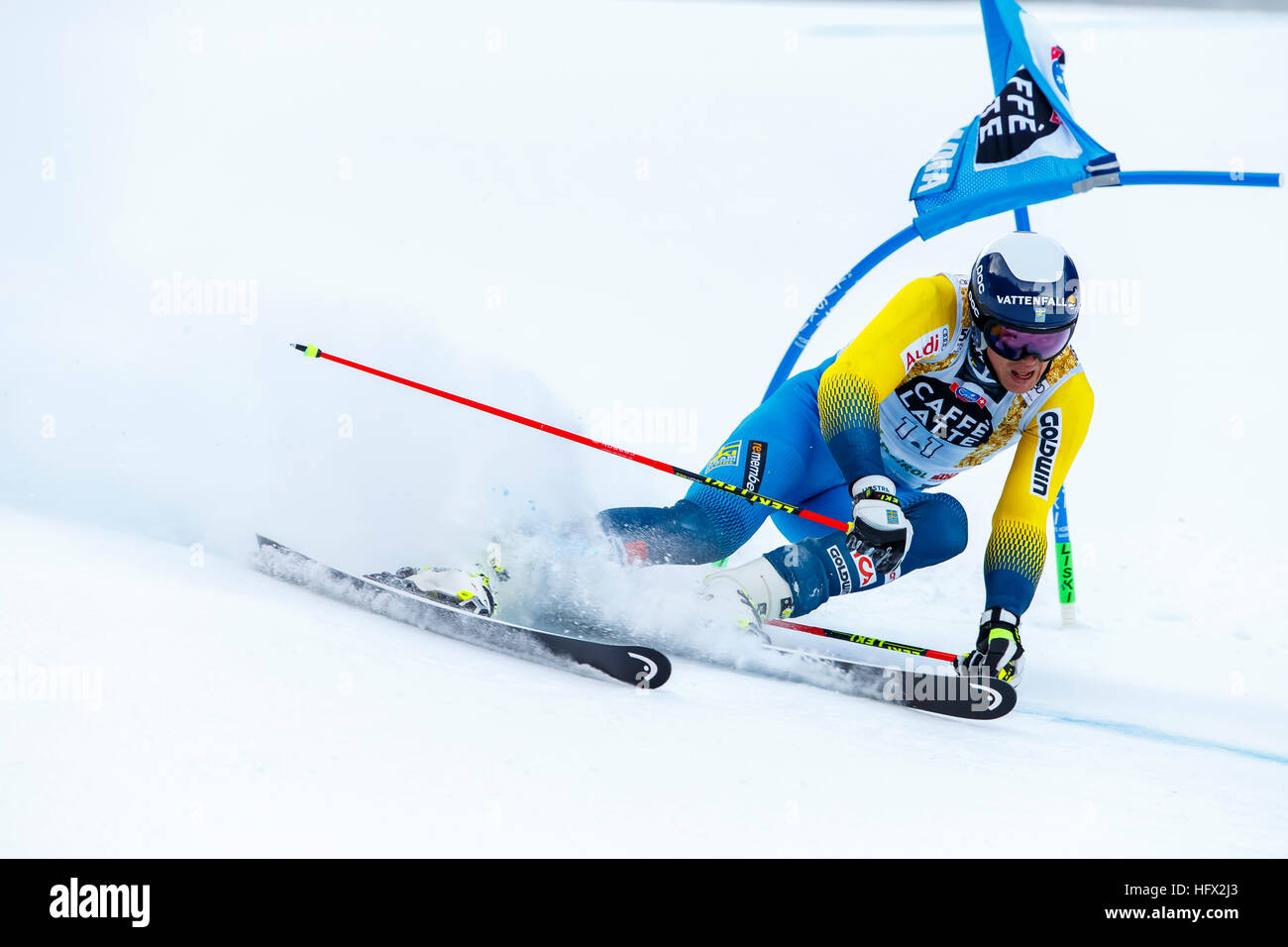 L'Alta Badia, Italie 18 décembre 2016. MYHRER Andre (SWE) qui se font concurrence sur les AUDI FIS Coupe du Monde de Ski alpin Slalom géant hommes sur la Gran Risa Cours Banque D'Images