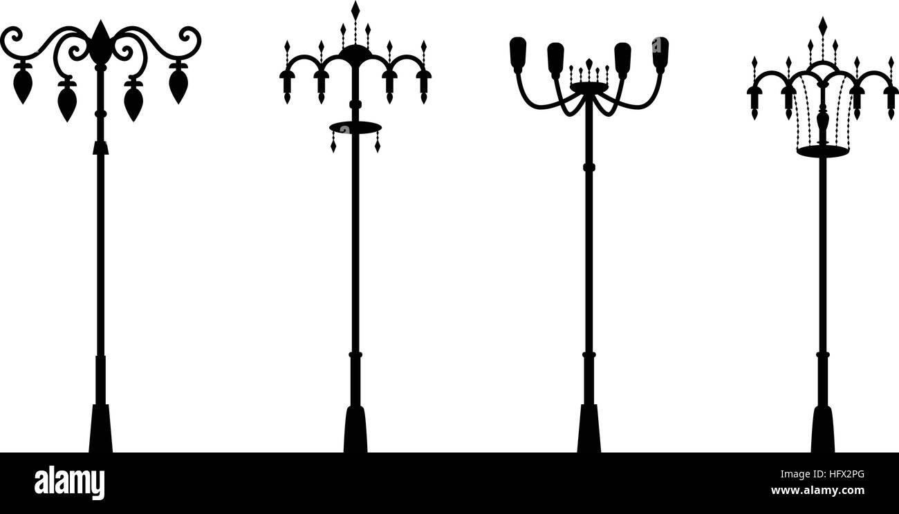 Lampes de rue en silhouette, style design vectoriel Illustration de Vecteur