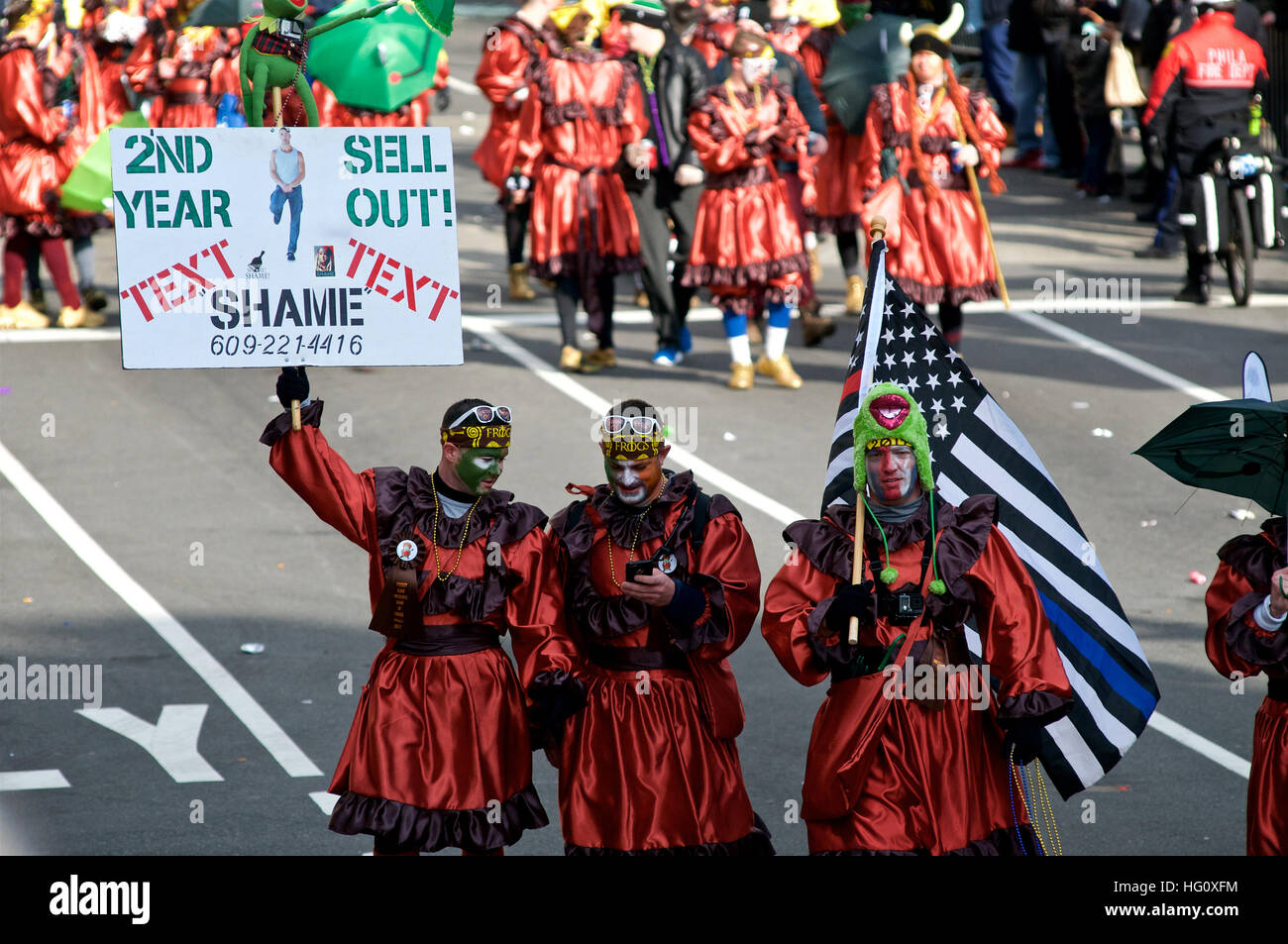 Philadelphia, États-Unis. 06Th Jan, 2017. La béquille mimée au cours de la 117e assemblée annuelle le jour de l'an Mummers Parade, à Philadelphie, PA, 1er janvier 2017. © Bastiaan Slabbers/Alamy Live News Banque D'Images