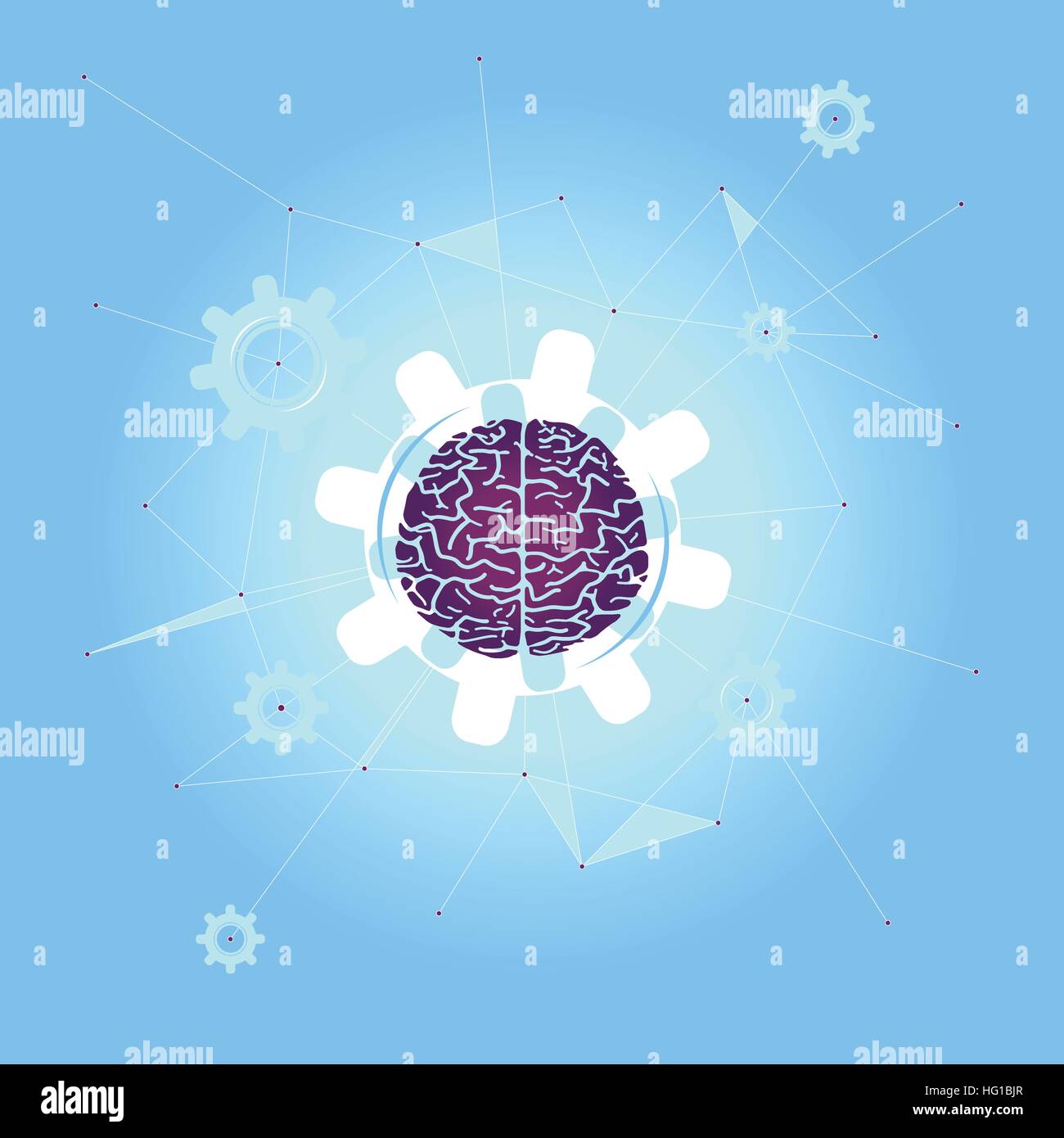 La recherche sur le cerveau / Esprit diagnostic. Cerveau sur fond bleu Illustration de Vecteur