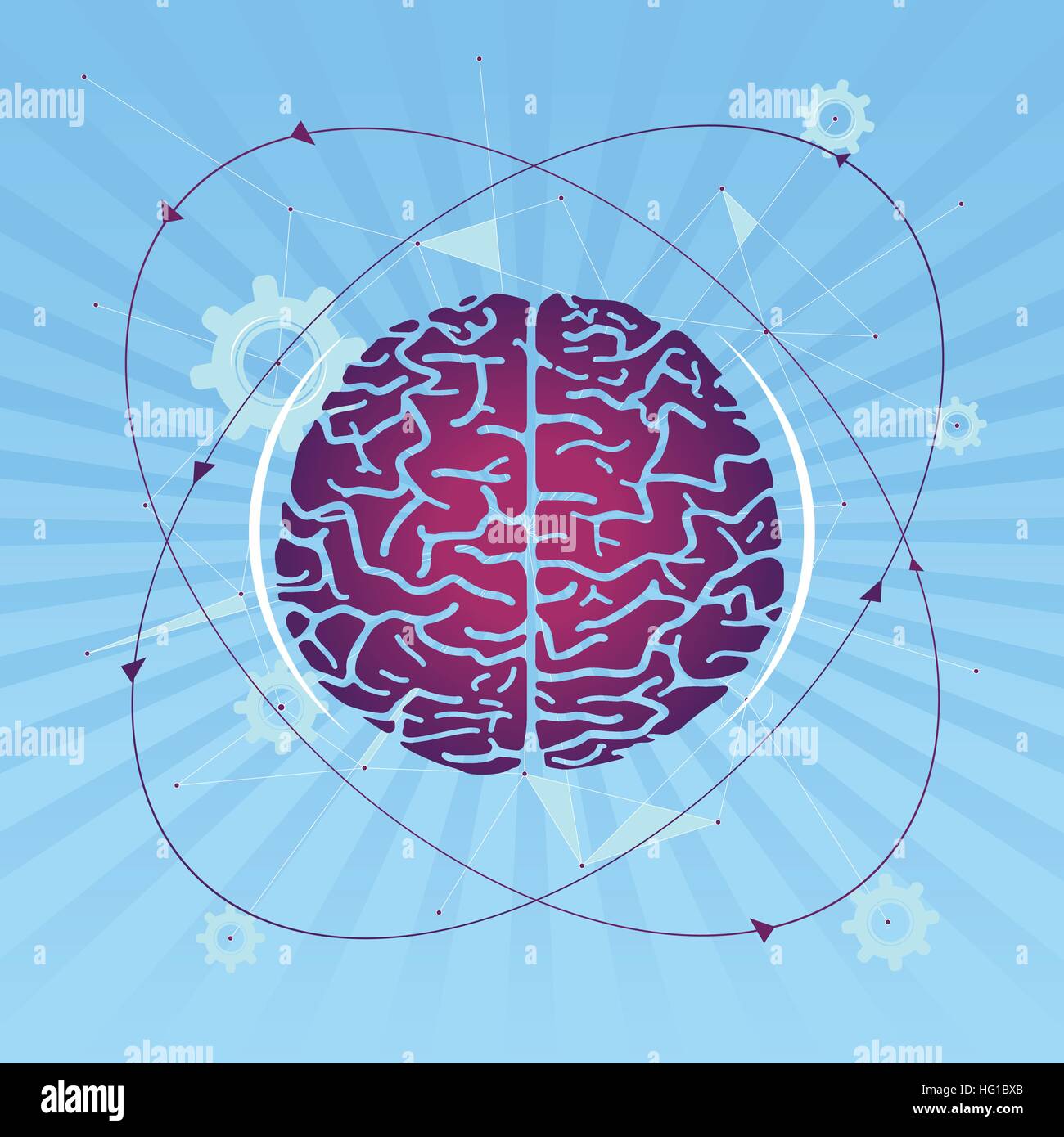 La recherche sur le cerveau / Esprit diagnostic. Cerveau sur fond bleu Illustration de Vecteur