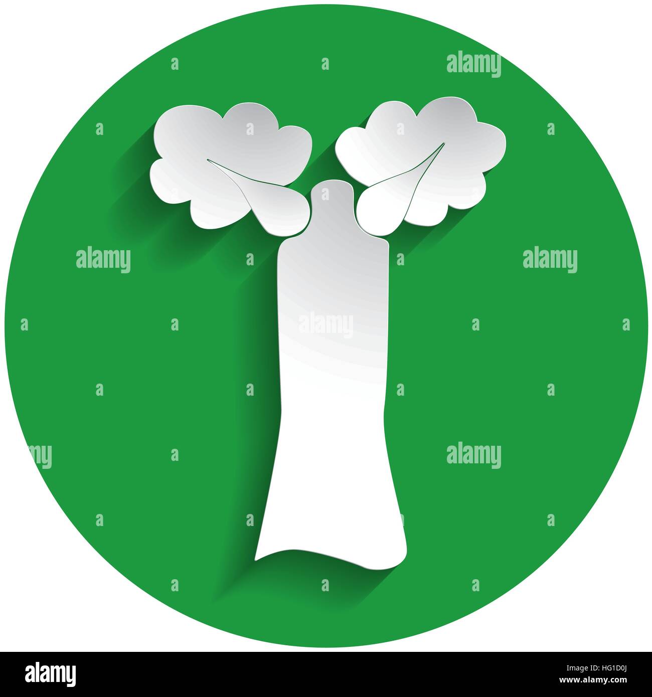 Dans l'icône Baobab style papier sur cercle vert Illustration de Vecteur