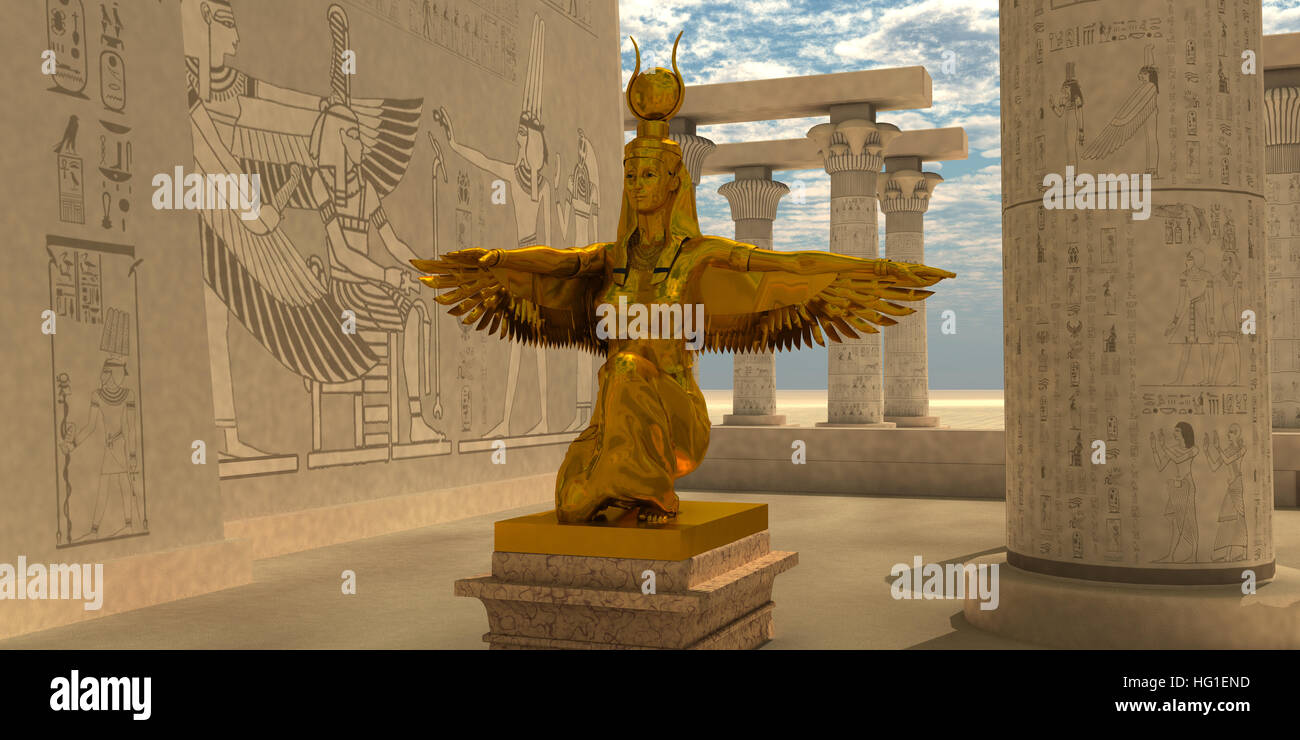 Une statue d'Isis dans le Temple d'Isis qui est partie de la religion de l'ancienne civilisation égyptienne. Banque D'Images