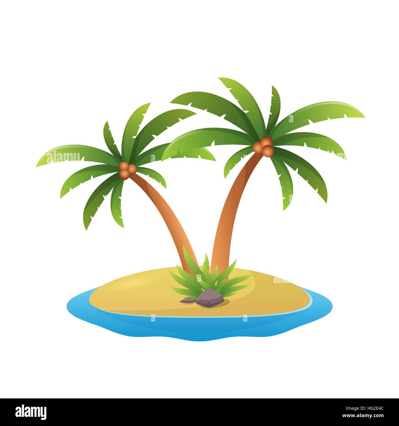 Logo - l'île de palmiers tropicaux avec vagues vector illustration isolé sur fond blanc Illustration de Vecteur