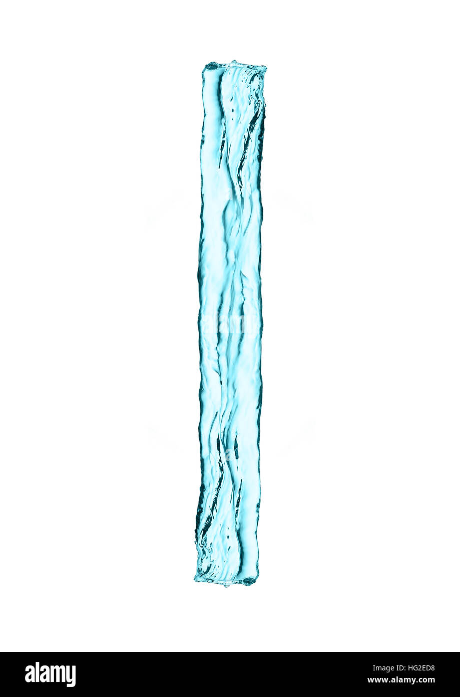 Water splash lettre I avec couleur bleu clair sur fond blanc Banque D'Images