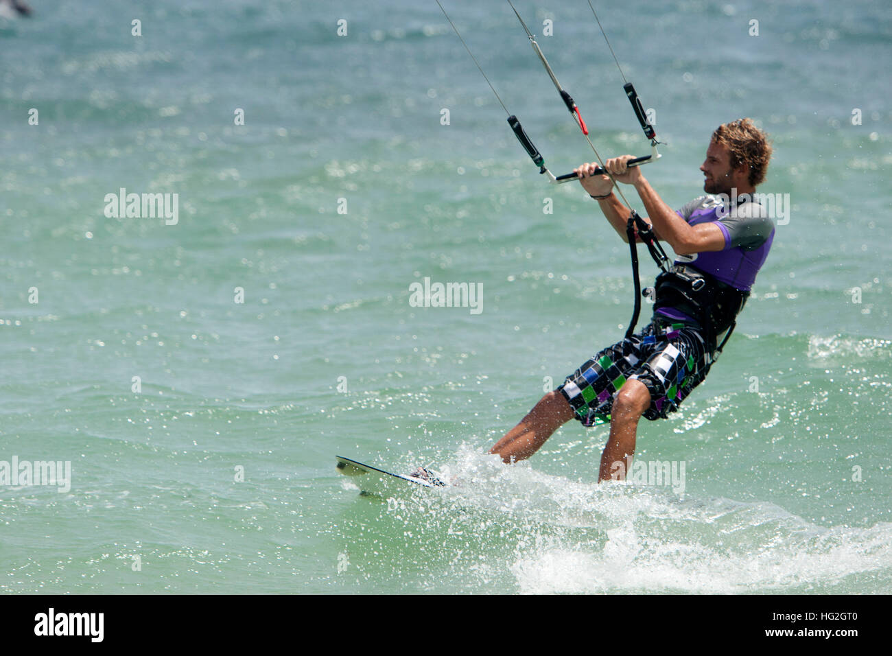 Le kitesurf Bulabog Beach Boracay Philippines Banque D'Images