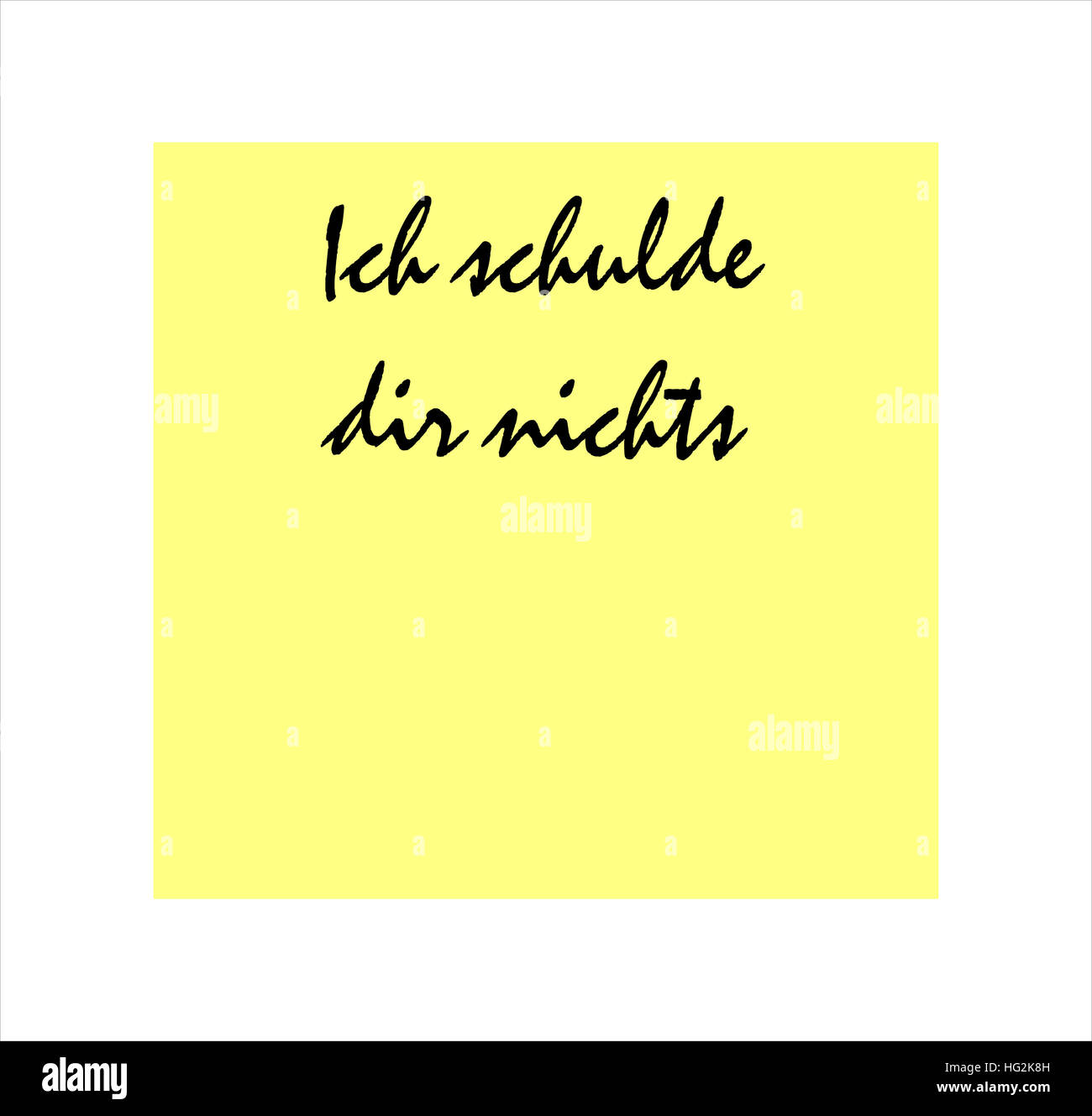Je vous dois rien message en allemand sur l'autocollant jaune post it Banque D'Images