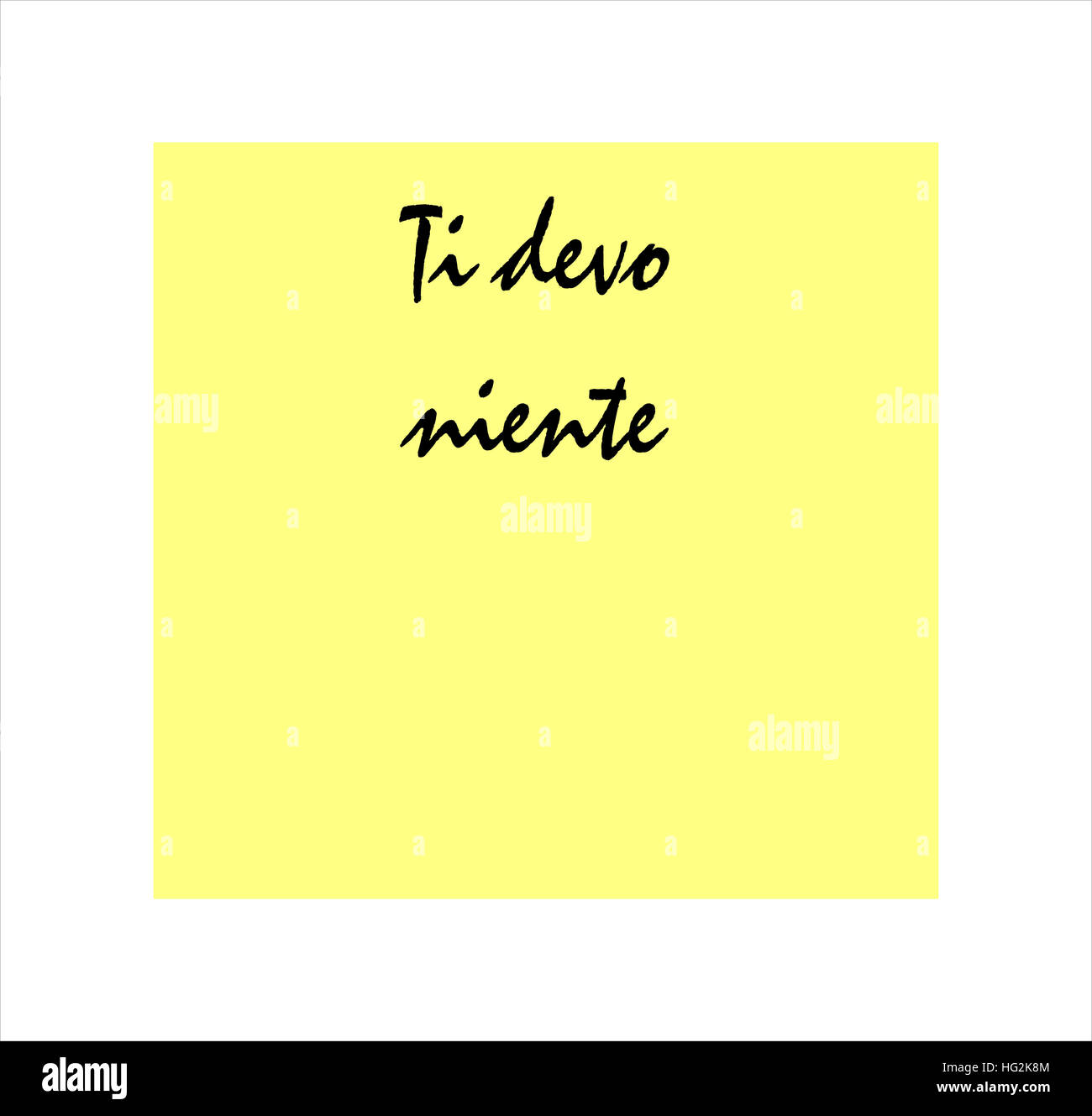 Je vous dois rien message en italien sur l'autocollant jaune post it Banque D'Images