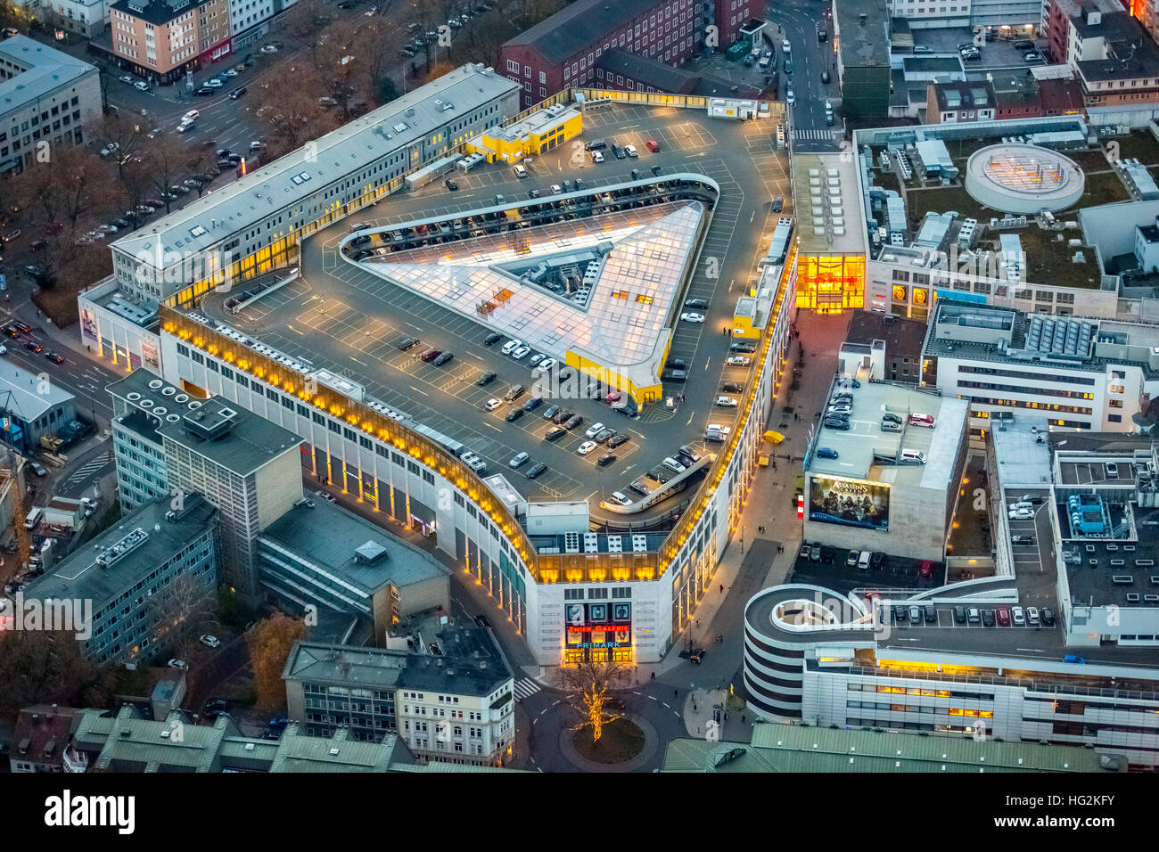 Vue aérienne, leur galerie à nuit, centre commercial, Dortmund, Ruhr aeria, Rhénanie du Nord-Westphalie, Allemagne, Europe, vue aérienne Banque D'Images