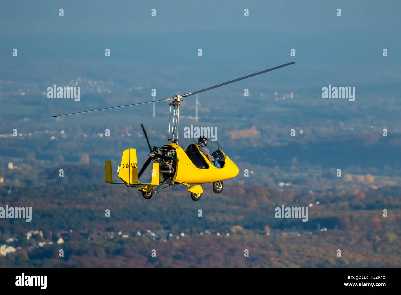 Vue aérienne, Gyrocopter sur Witten, D-MCMD, aéronefs ultra Leichhardt, équipements sportifs, fly, Witten, Ruhr, Banque D'Images