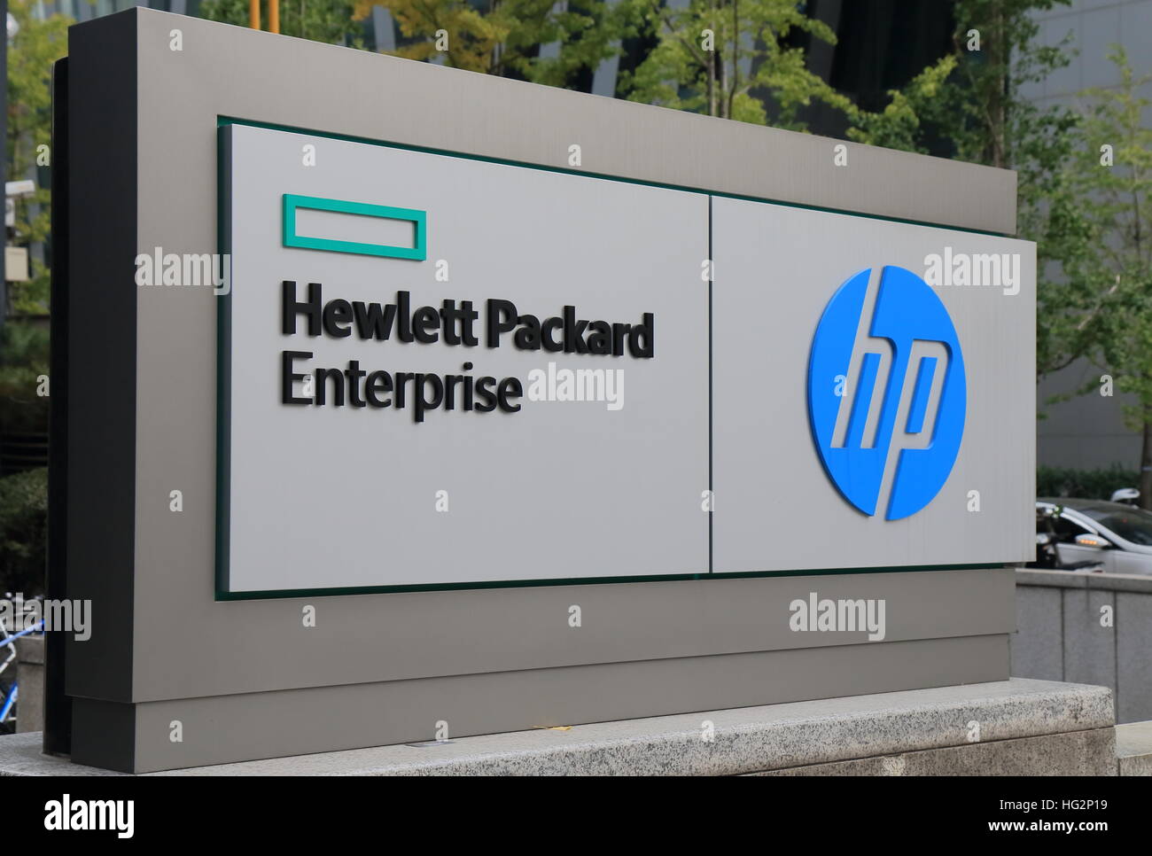Hewlett Packard HP. Hewlett Packard HP une multinationale américaine entreprise de technologie de l'information basée en Californie. Banque D'Images