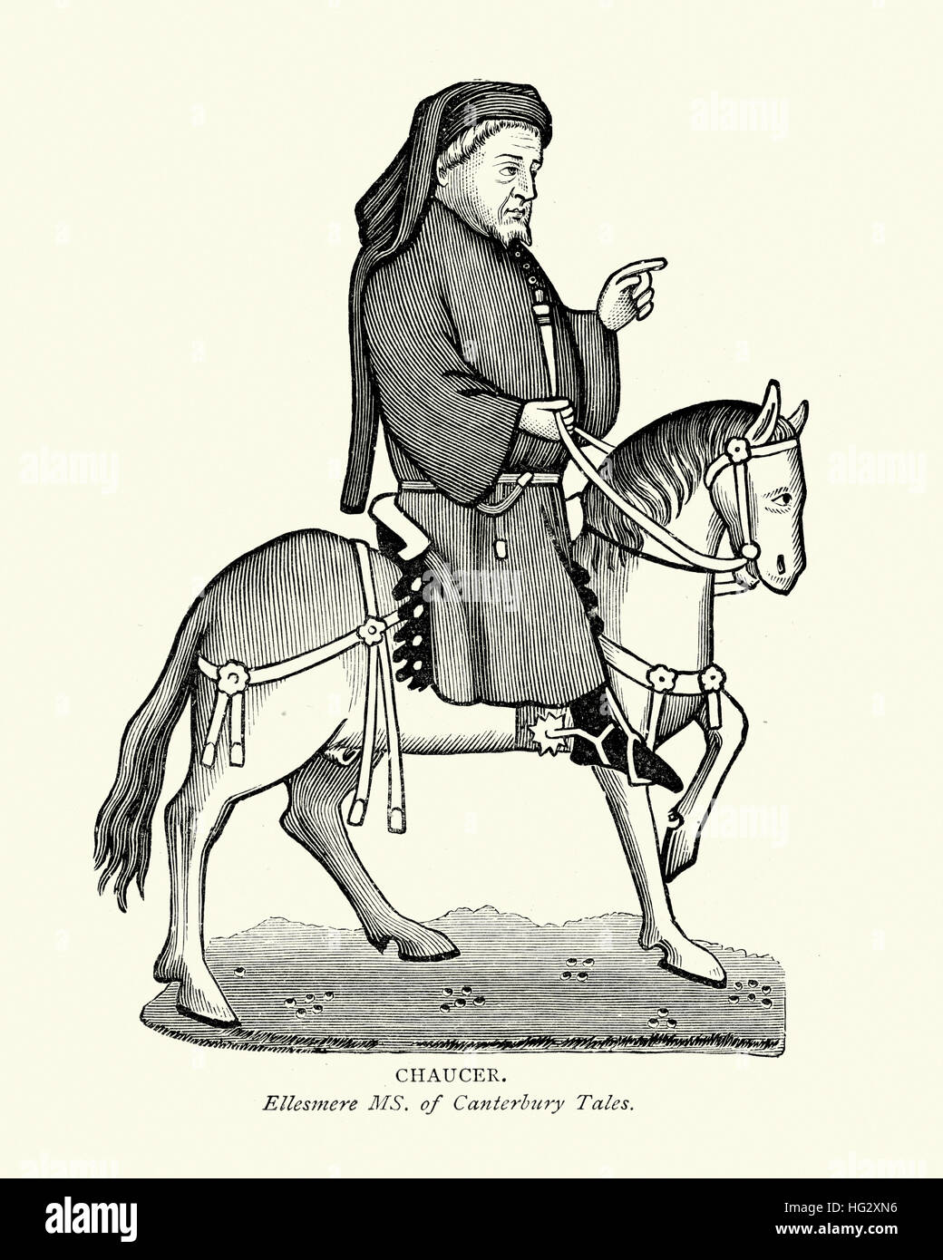 Chaucer à cheval, de la Canterbury Tales Banque D'Images