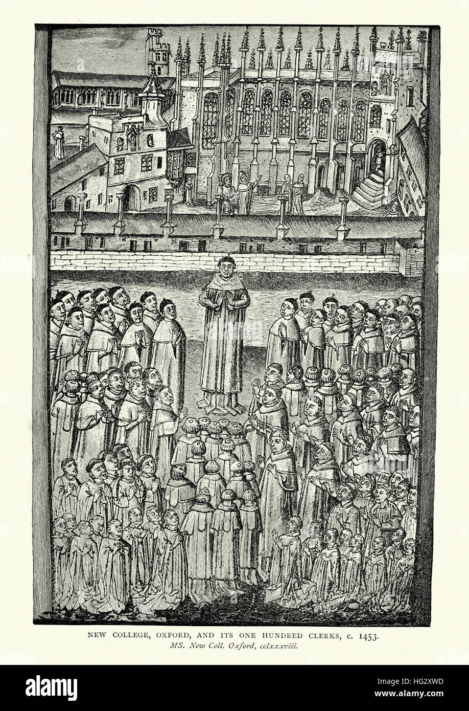 New College, Oxford et ses cent commis, 15e siècle Banque D'Images