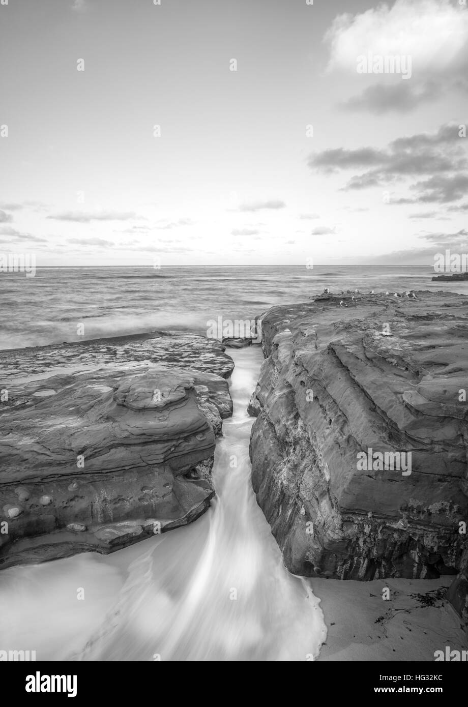 Scène côtière avec vue sur l'océan et à la plage de Windansea. La Jolla, Californie, USA. Banque D'Images