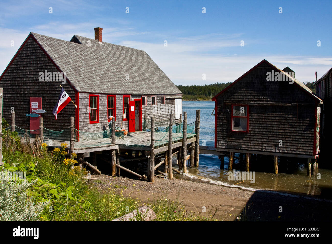 McCurdy Smokehouse Museum, Lubec, Maine, USA, une conserverie de sardines smokehouse et historique. Banque D'Images