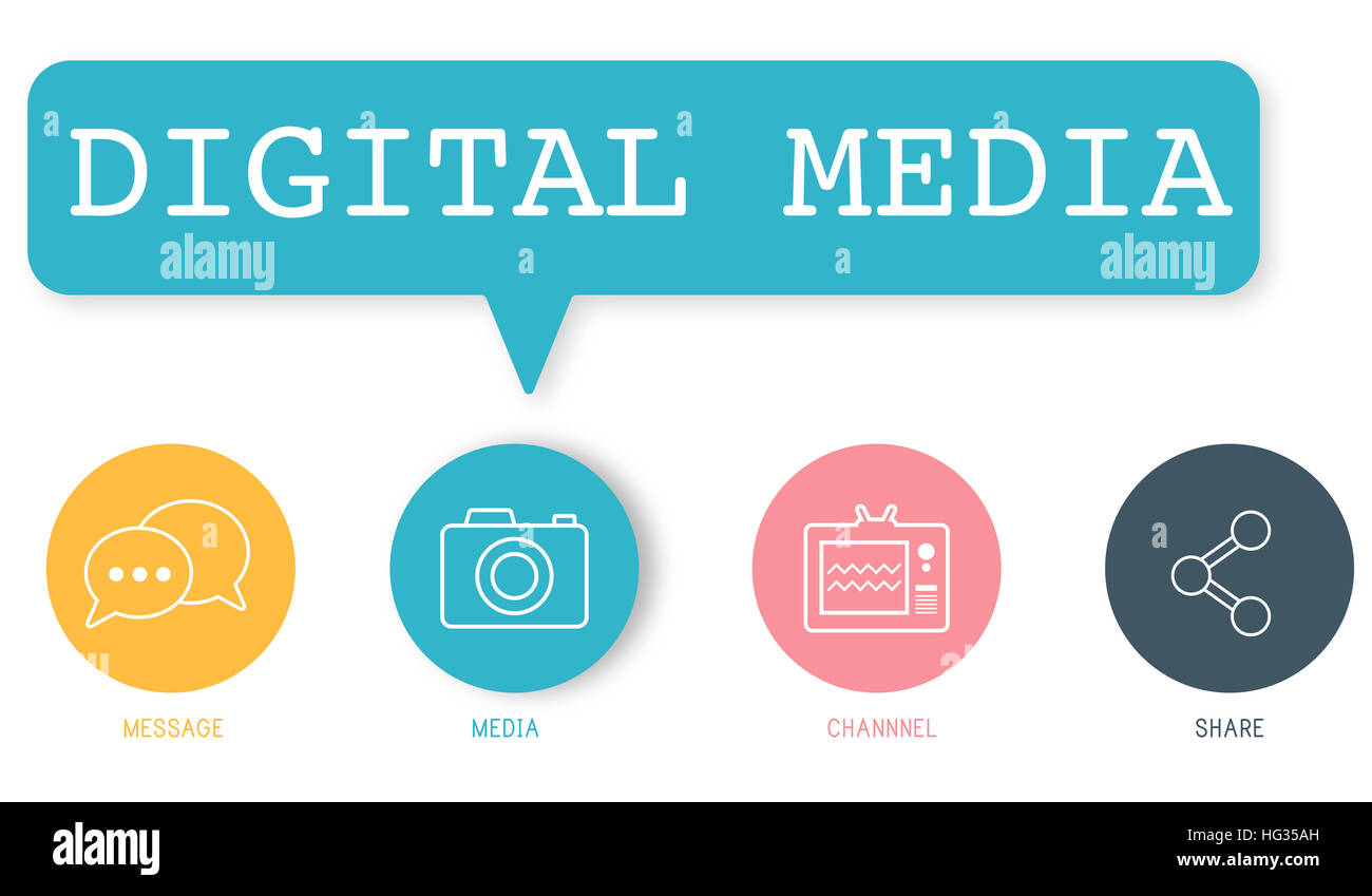 Médias numériques Loisirs Multimédia Application Interface Concept Banque D'Images