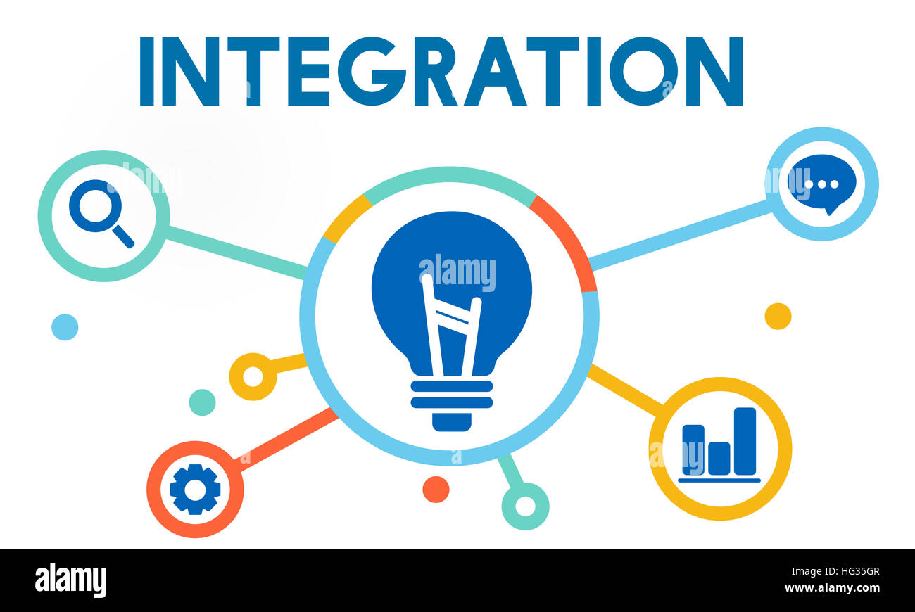 Intégration de la stratégie de l'entreprise Concept d'interaction Banque D'Images