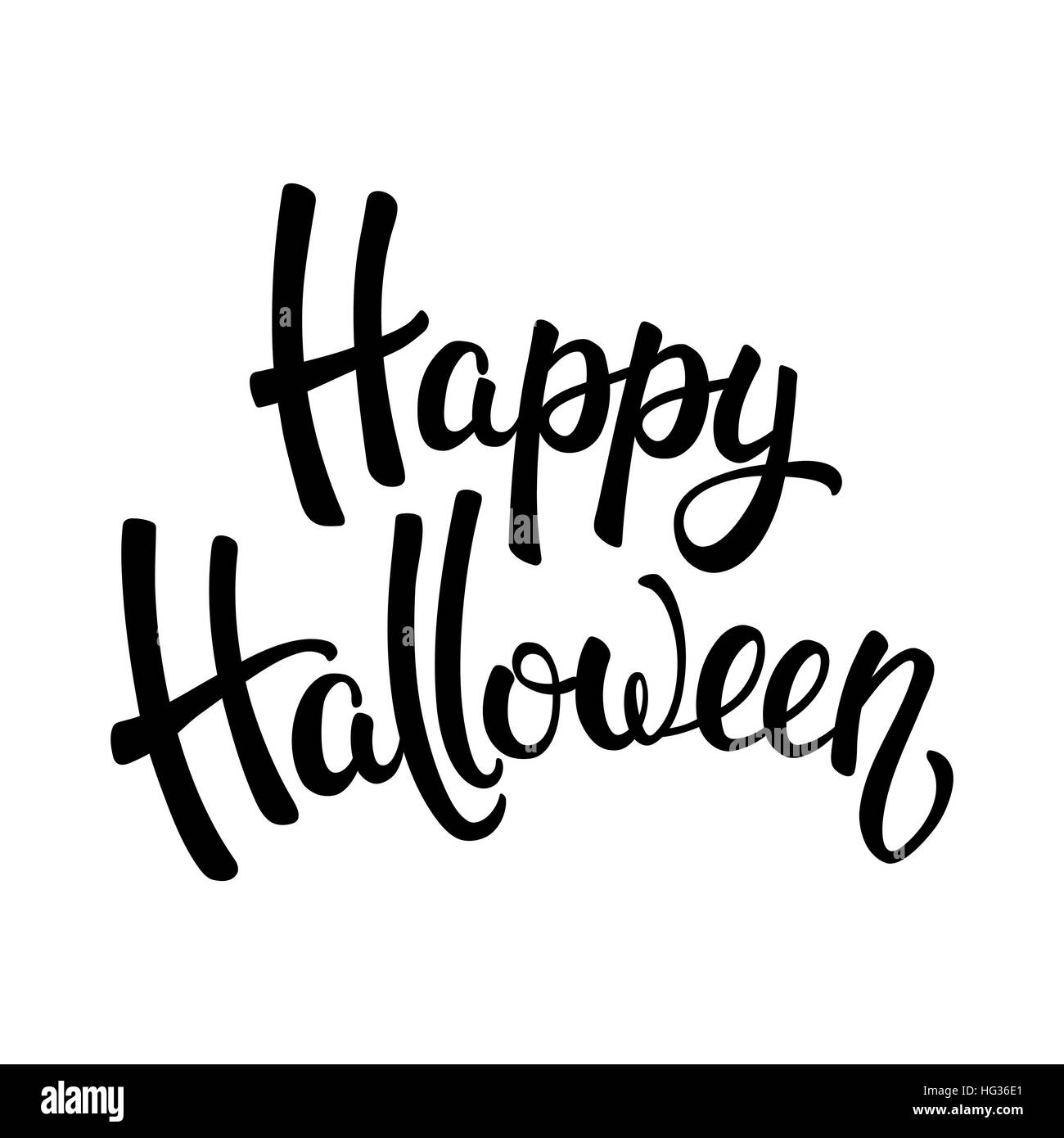 Happy Halloween lettrage de brosse. Lettres noires isolé sur fond blanc. Décoration pour Halloween Cartes de voeux design. Vector illustration. Illustration de Vecteur