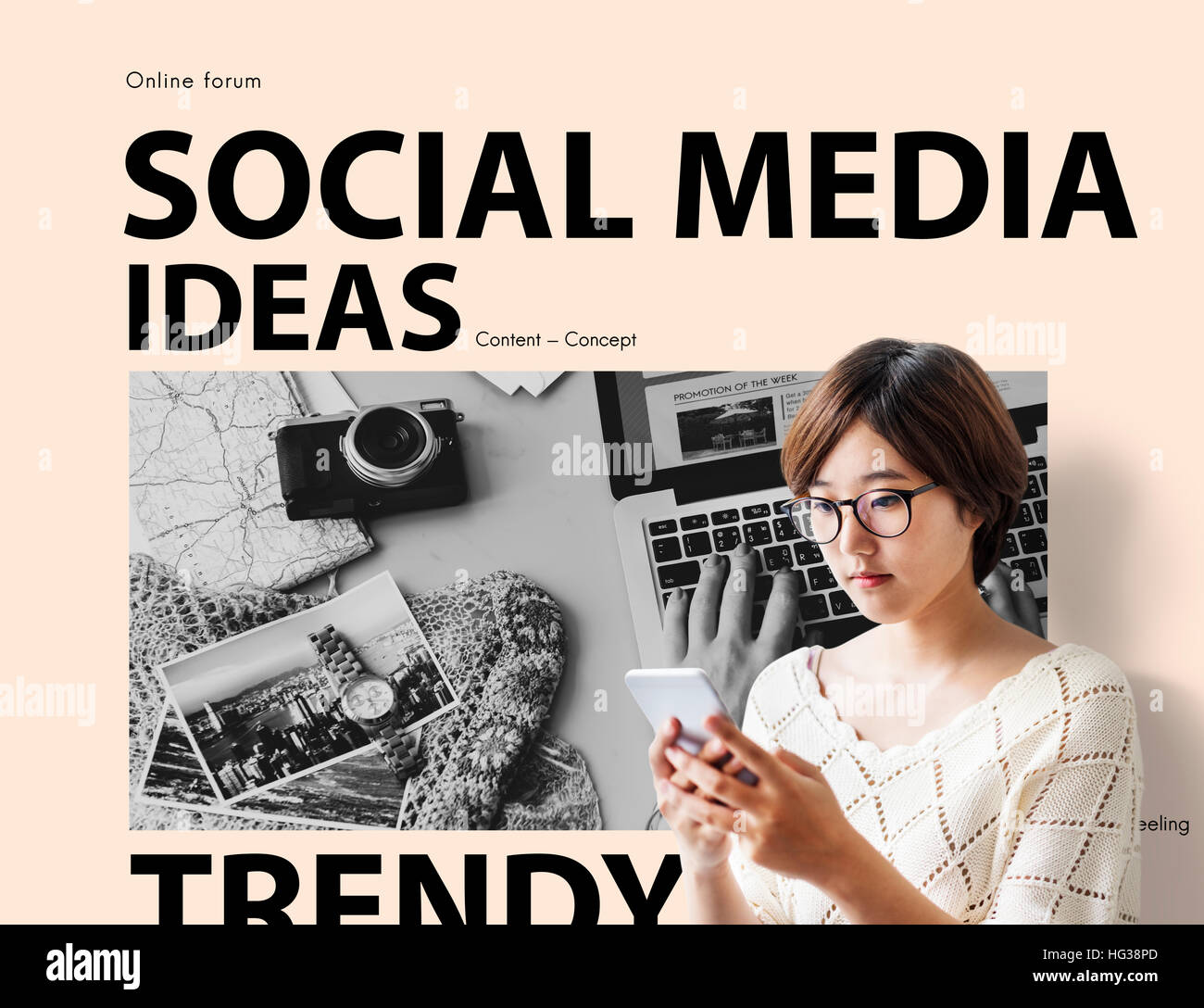 Les médias sociaux Blog Concept Idées Banque D'Images