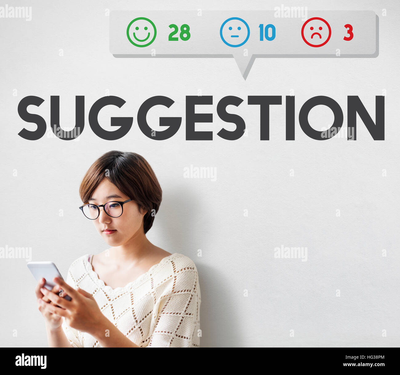 Commentaires client Concept Émoticônes Banque D'Images