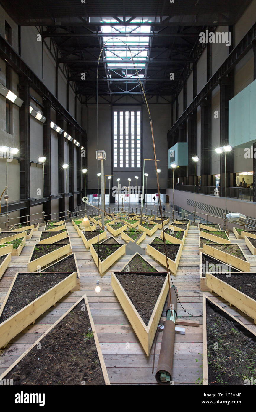 Abraham Cruzvillegas d'art, appelé 'Lot vide', dans le Turbine Hall de la Tate Modern. Londres. Banque D'Images