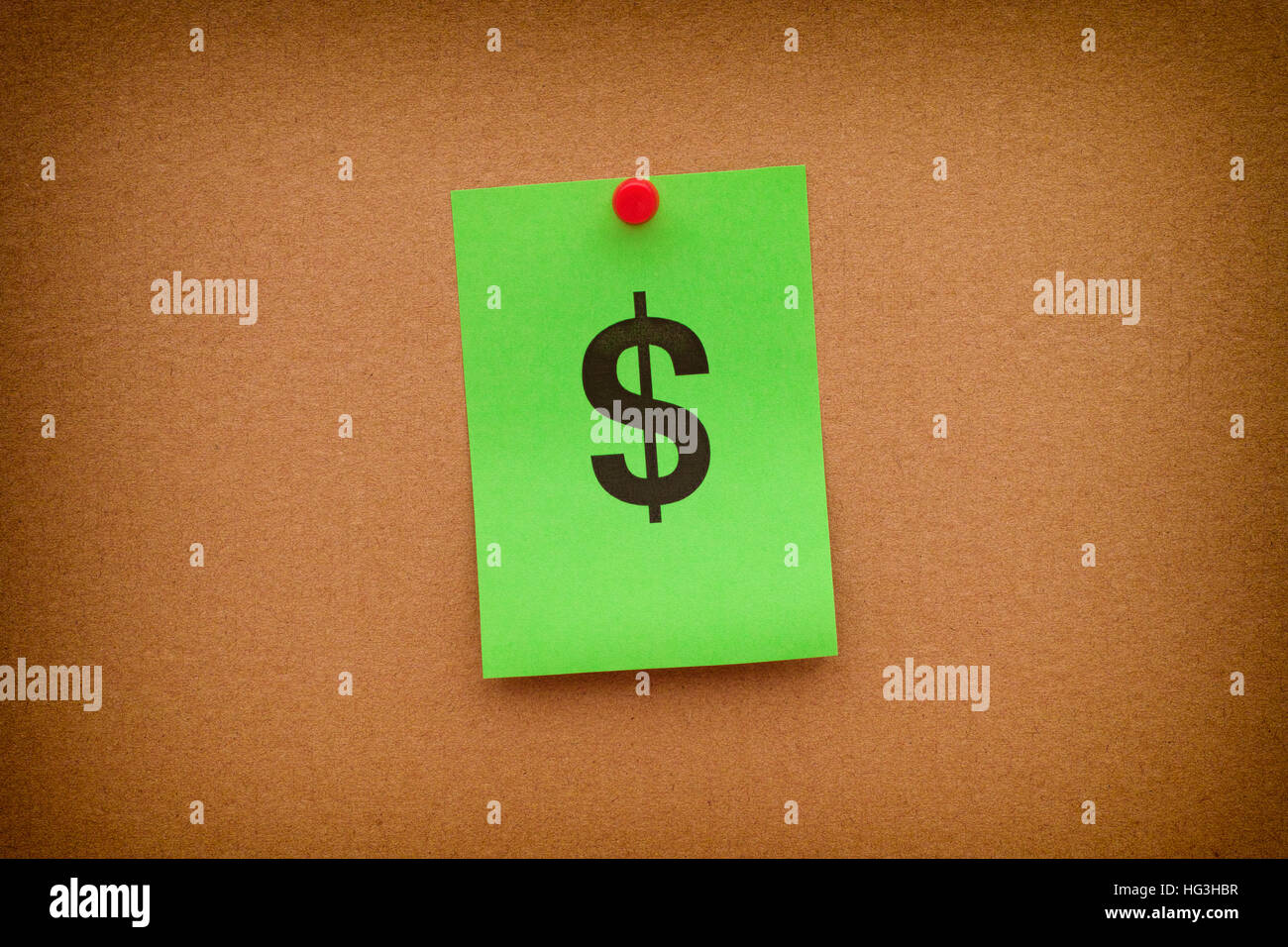 Livre vert remarque avec le signe du dollar. Banque D'Images
