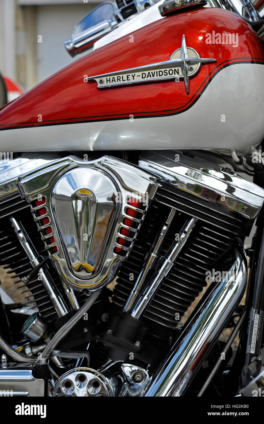 Gros plan moteur Harley-Davidson Banque D'Images