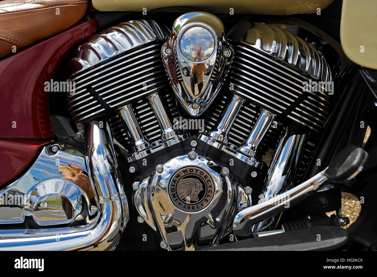 Indian Motorcycle engine close up Banque D'Images