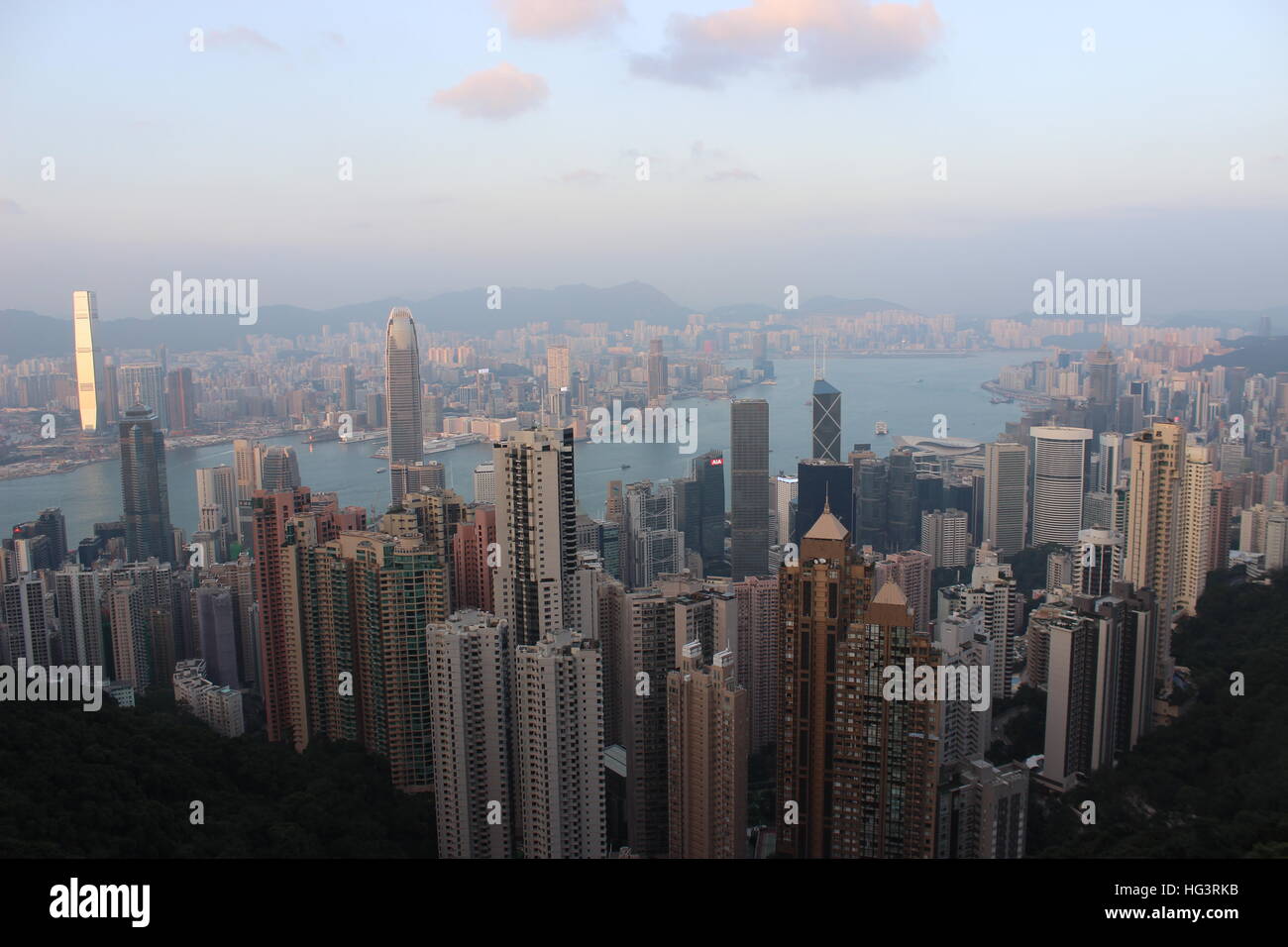 Une vue du Pic Victoria surplombant Central, Hong Kong, Chine Banque D'Images