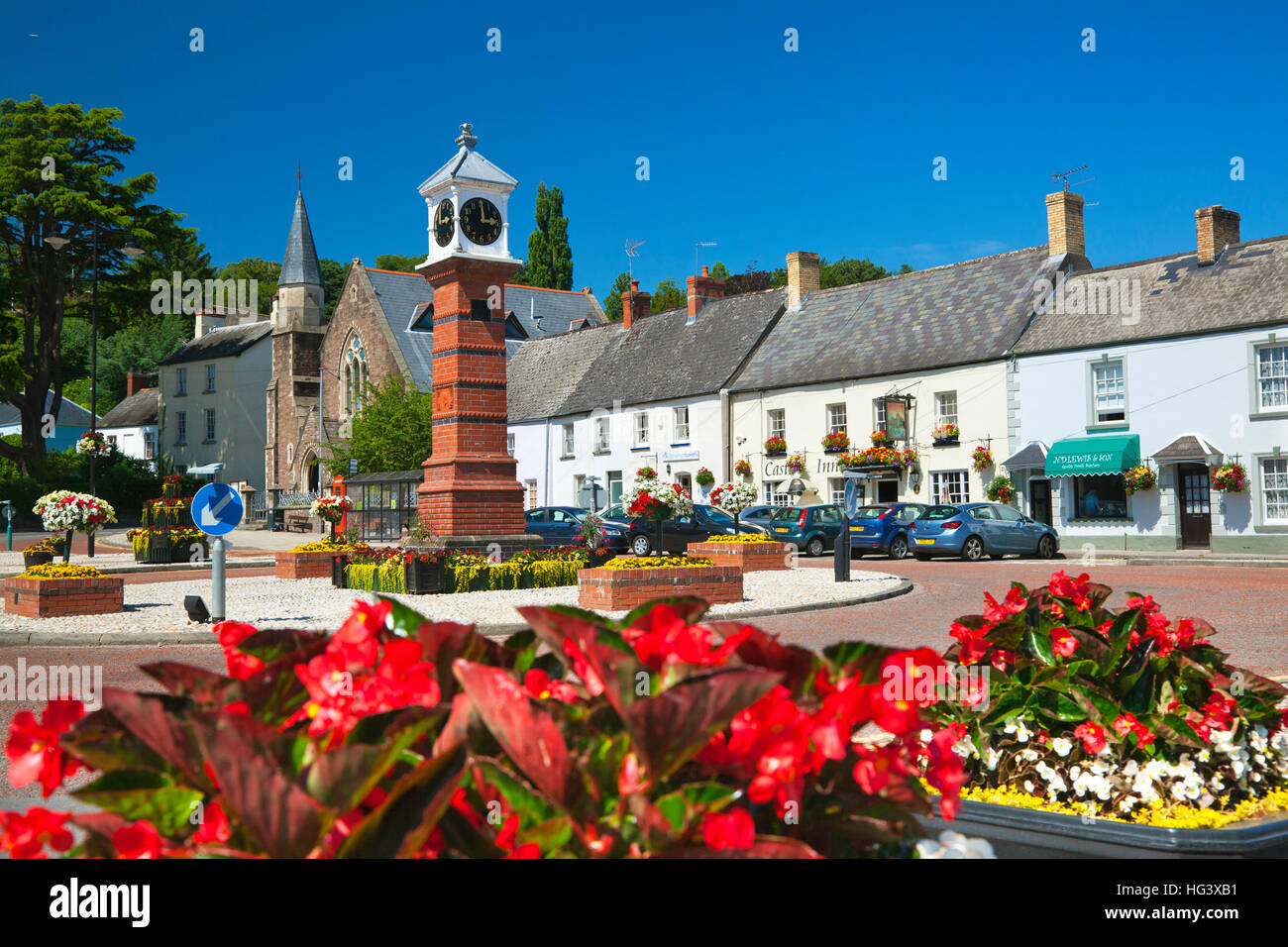 Tour de l'horloge, Twyn Square, l'Usk, Monmouthshire, Wales, UK Banque D'Images